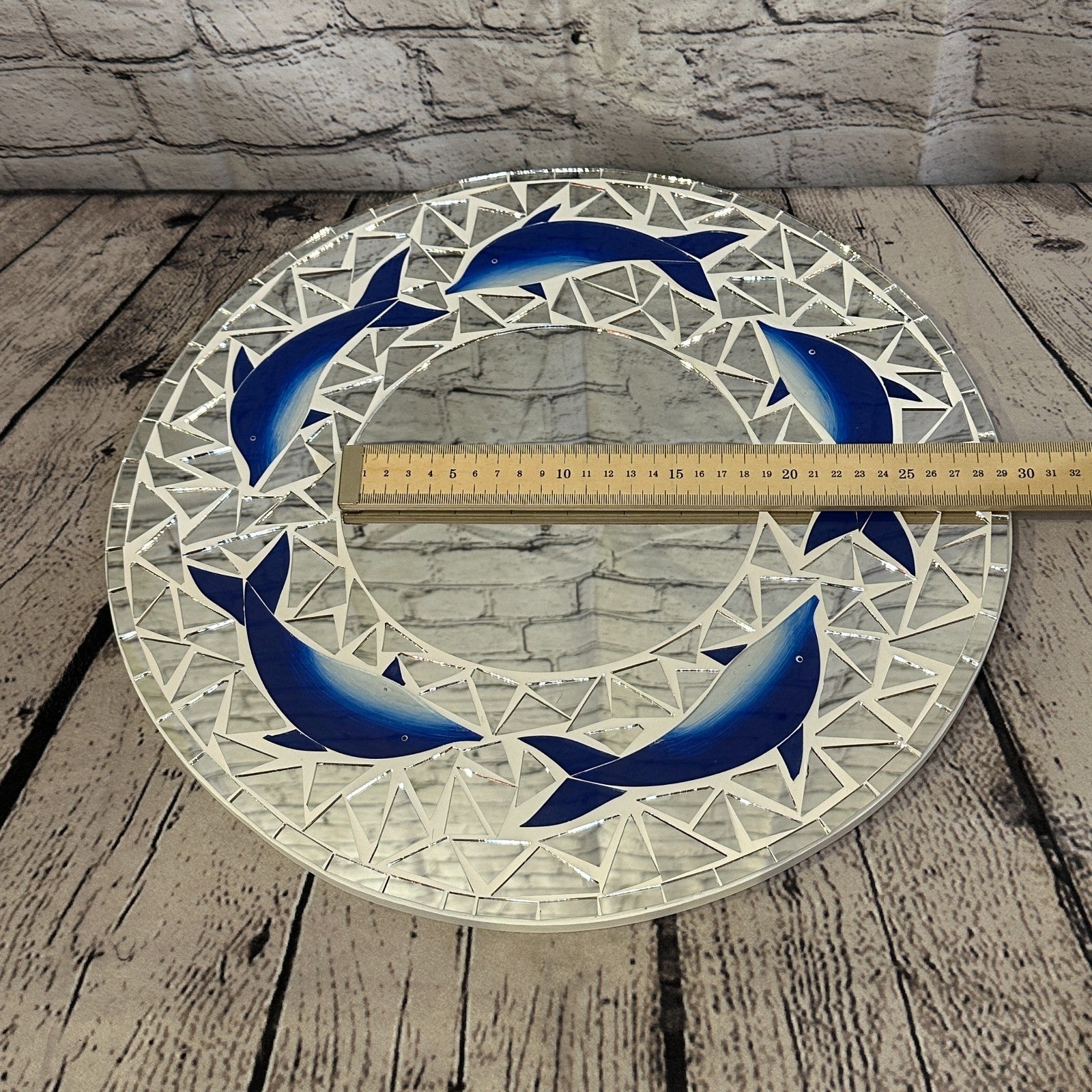 Blue Dolphin Mosaic Tile Wall Mirror 40cm x 40cm 16 Inches Handmade New7