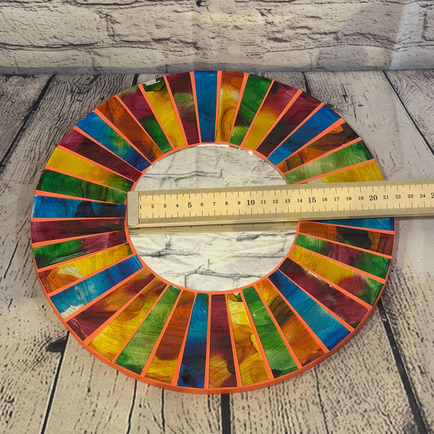 Rainbow Line Terracotta Mosaic Tile Wall Mirror 30cm x 30cm 12 Inches Handmade5