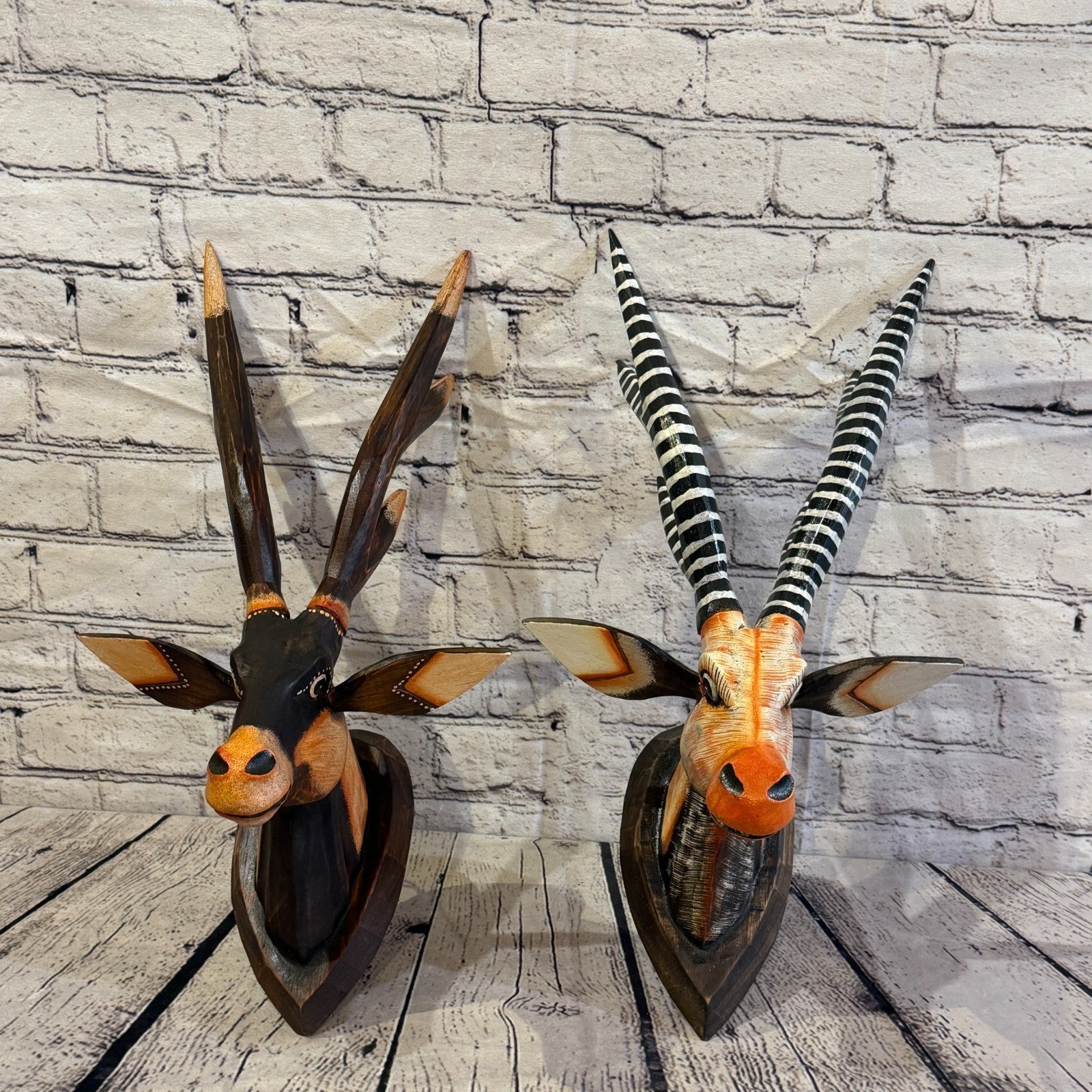 40cm x 25cm Elk Brown Carved Fair Trade Wooden Animal Wall Art Wall Hang Mask5