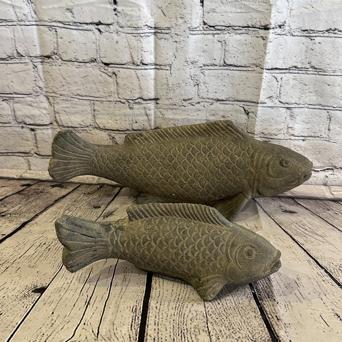 Koi Fish Carp Stone Garden 25cm x 10cm Ornament Outdoor Indoor Statue Hindu10