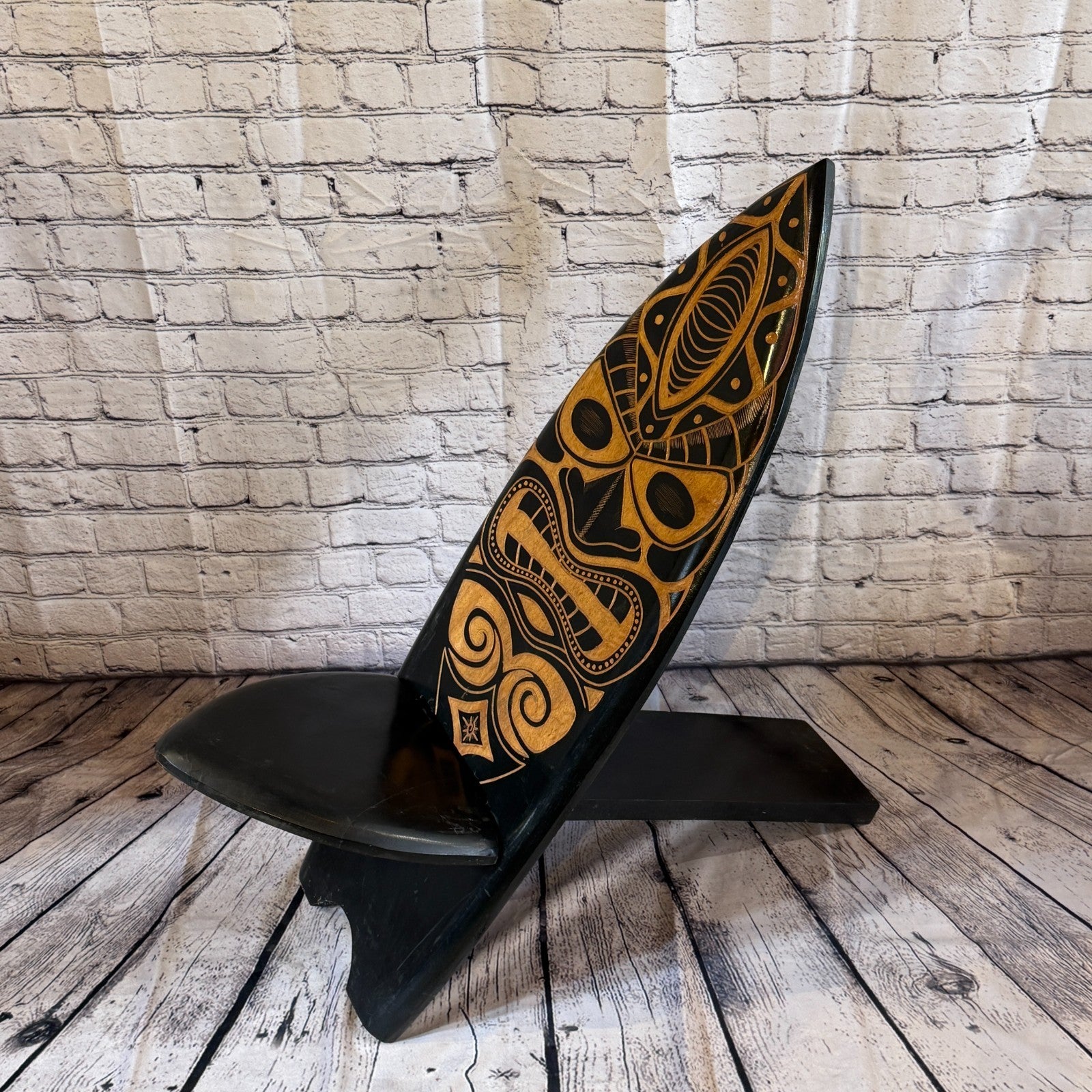 100cm Tiki Surf Board Shape African Birthing Chair Hand Carved Wooden Tribal0