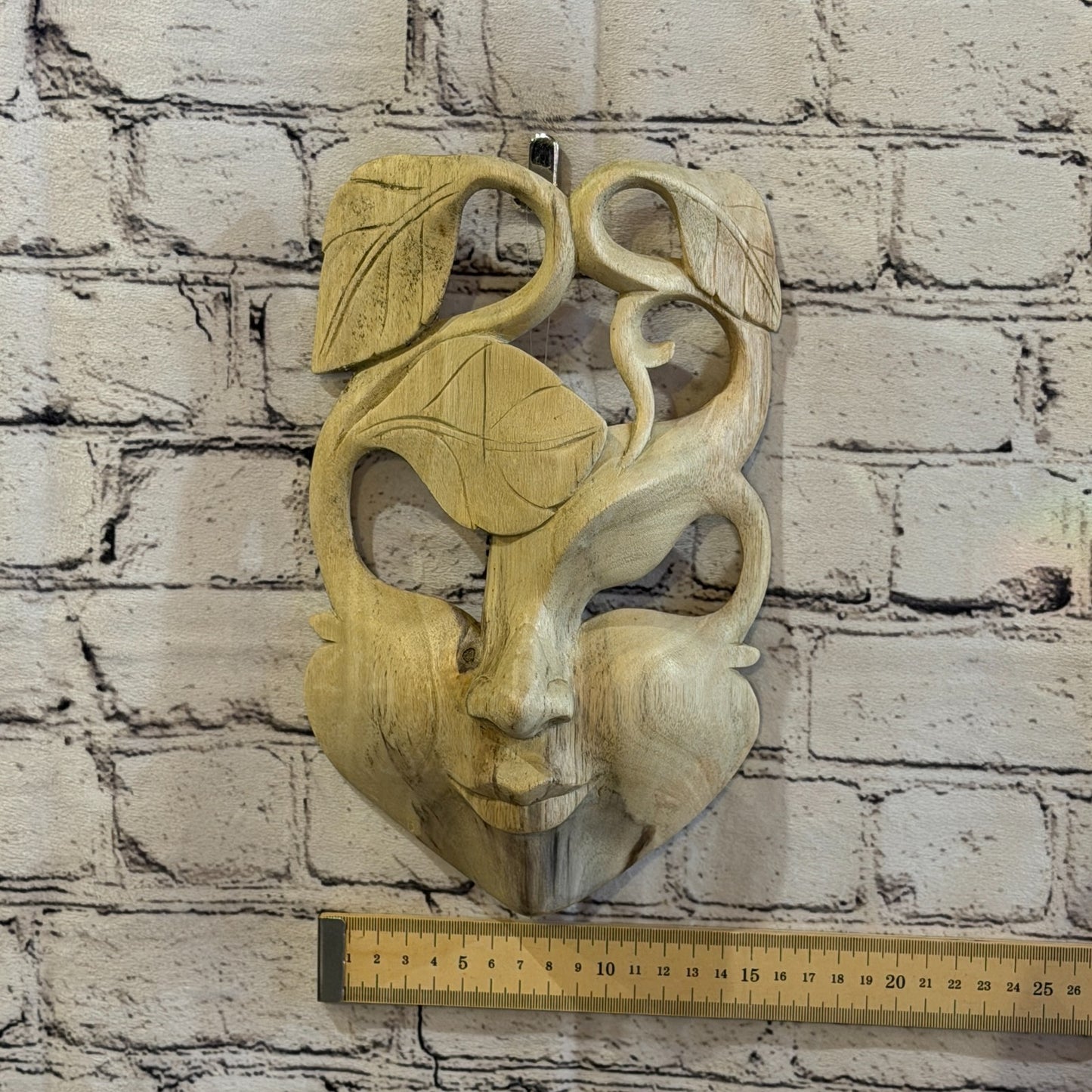 25cm Wooden Soulmate Mask Wall Art Hibiscus Wood Hand Carved Fair Trade Design 63