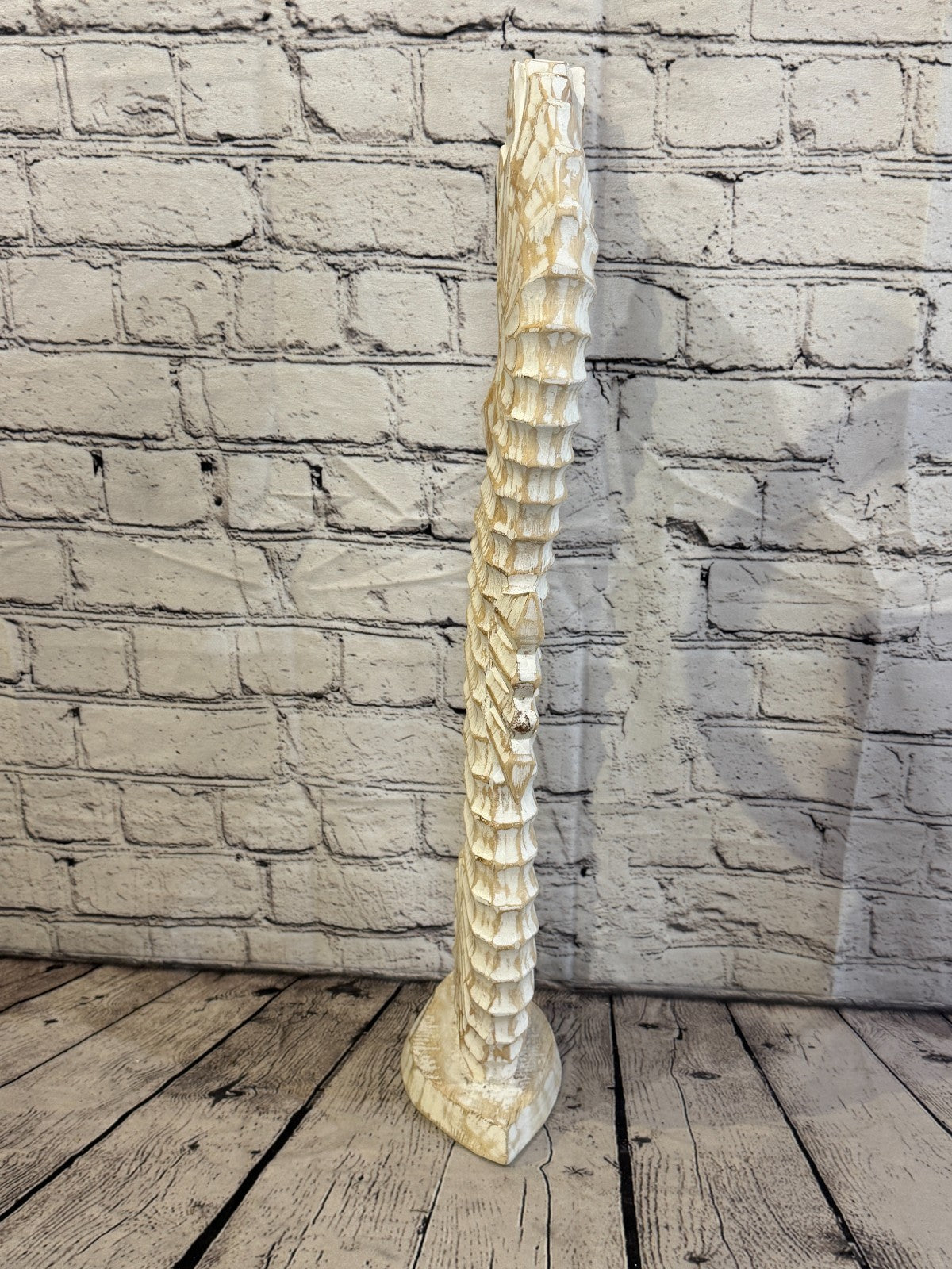 60cm White Wooden Shabby Seahorse Statue Ornament Fair Trade Handcarved4