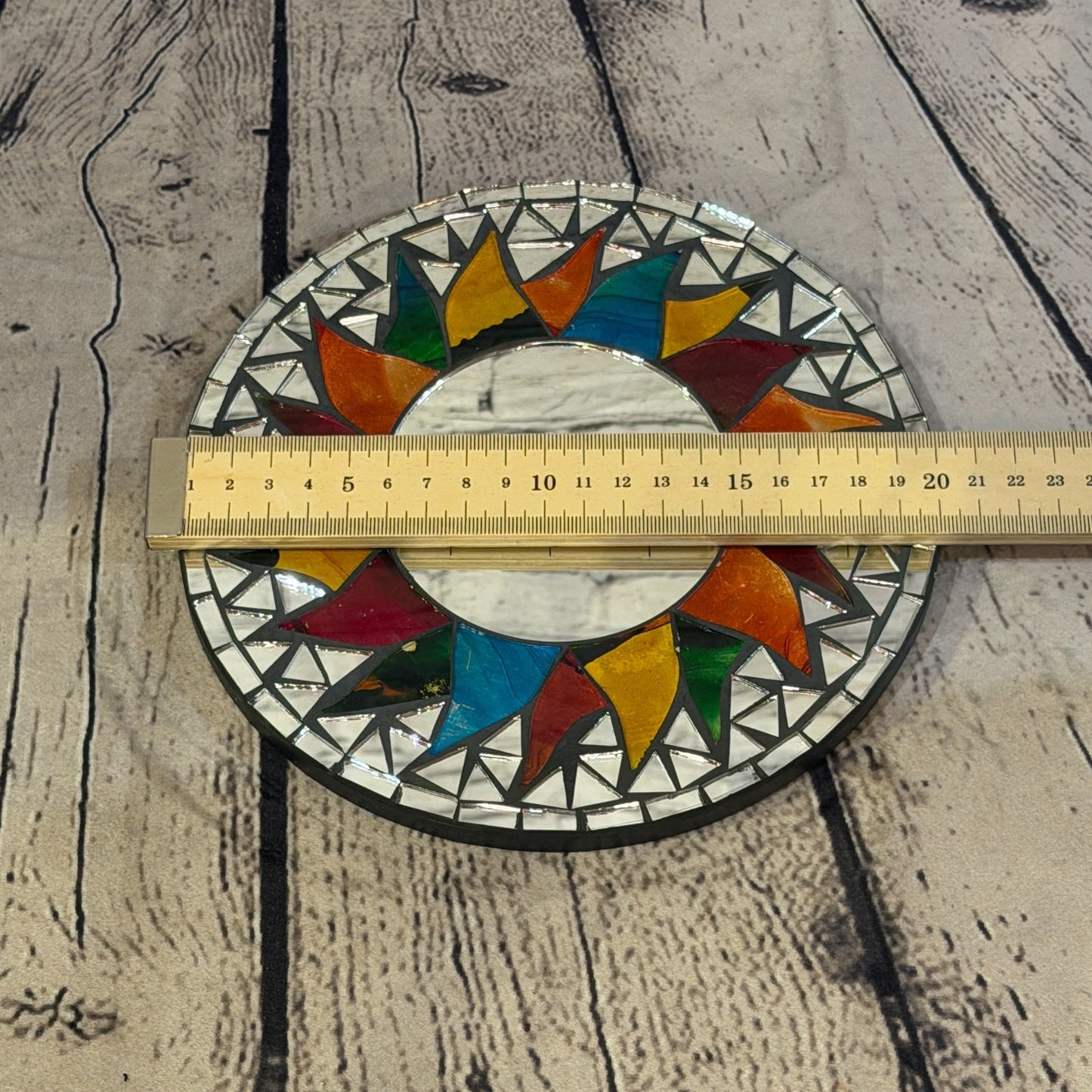 Rainbow Black Sun Flame Mosaic Tile Wall Mirror 20cm x 20cm 8 Inches Handmade3