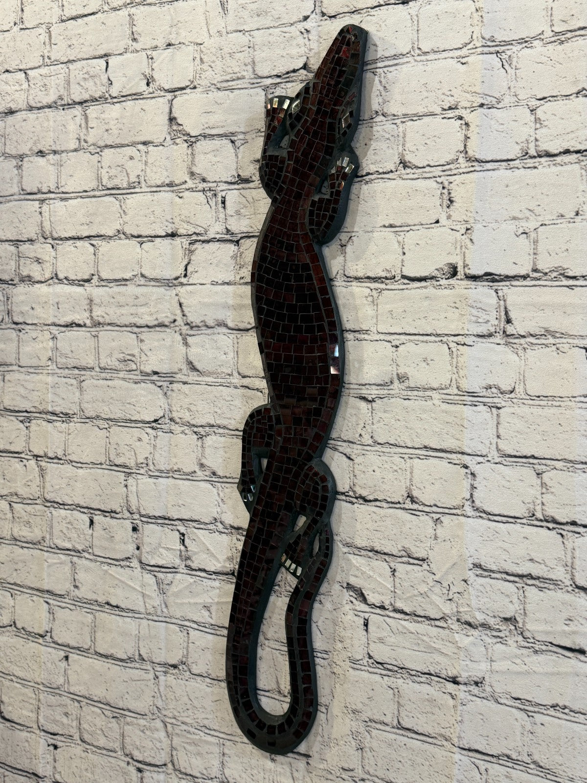 80cm Gecko Purple Mosaic Wall Hanging Wooden Ornaments Wood Carving1
