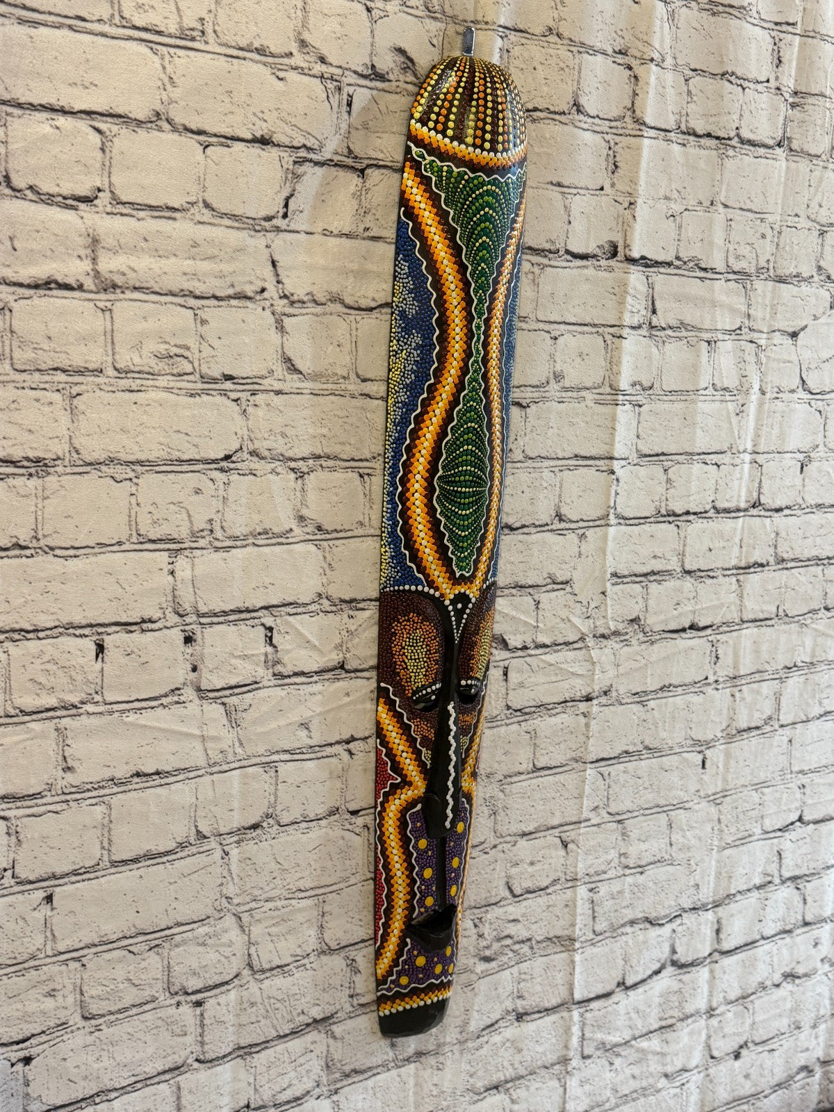 80cm Mask Carved Wooden Dot Painted Ethnic Tribal Tiki Wall Art No 4 New0
