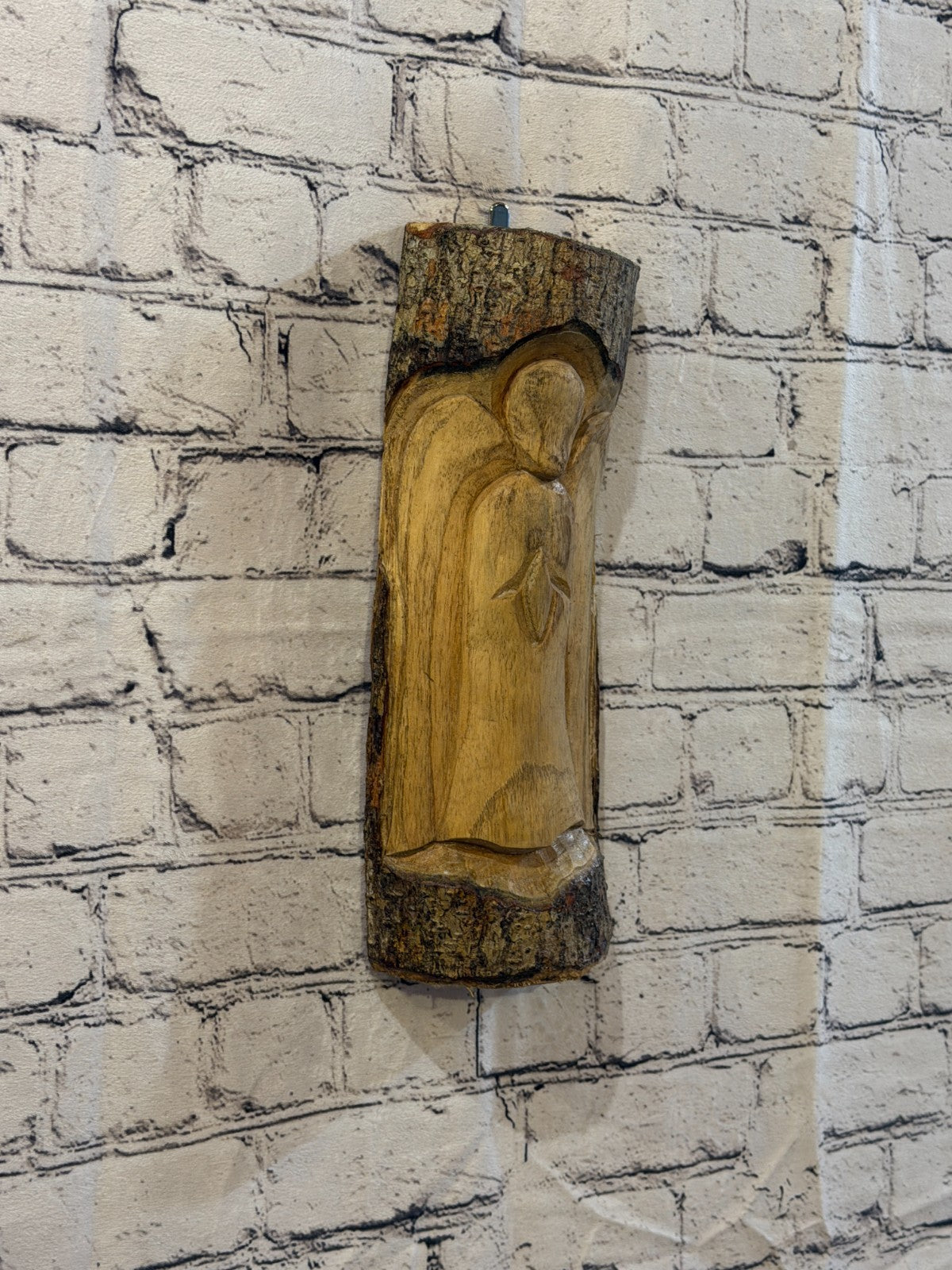 Praying Angel Design 30cm Hand Carved Wizard Tree Trunk Wood Fairtrade1