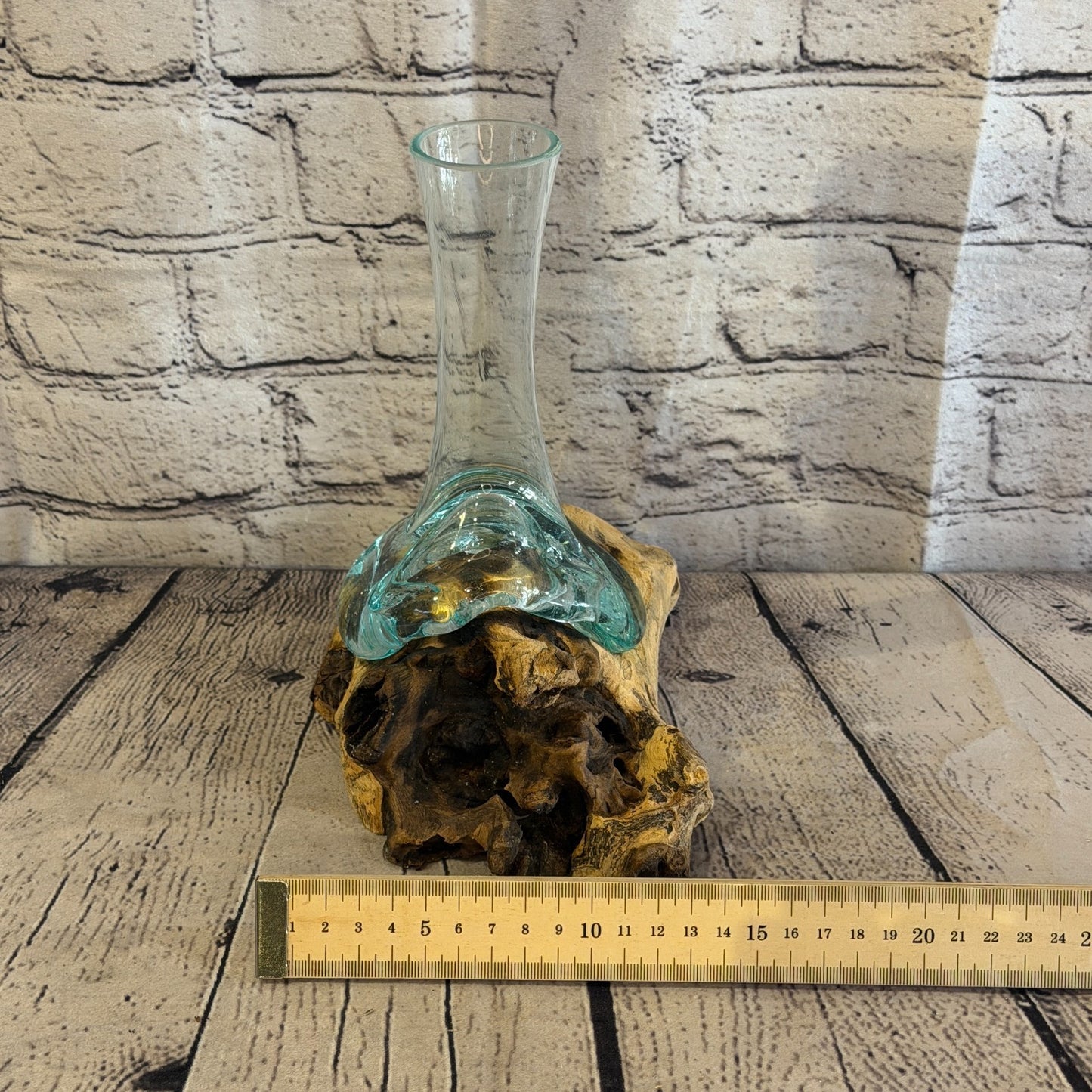20cm Tall Vase Colour Melted Glass Wood Decorative Vase Glass Sculpture Crafted6