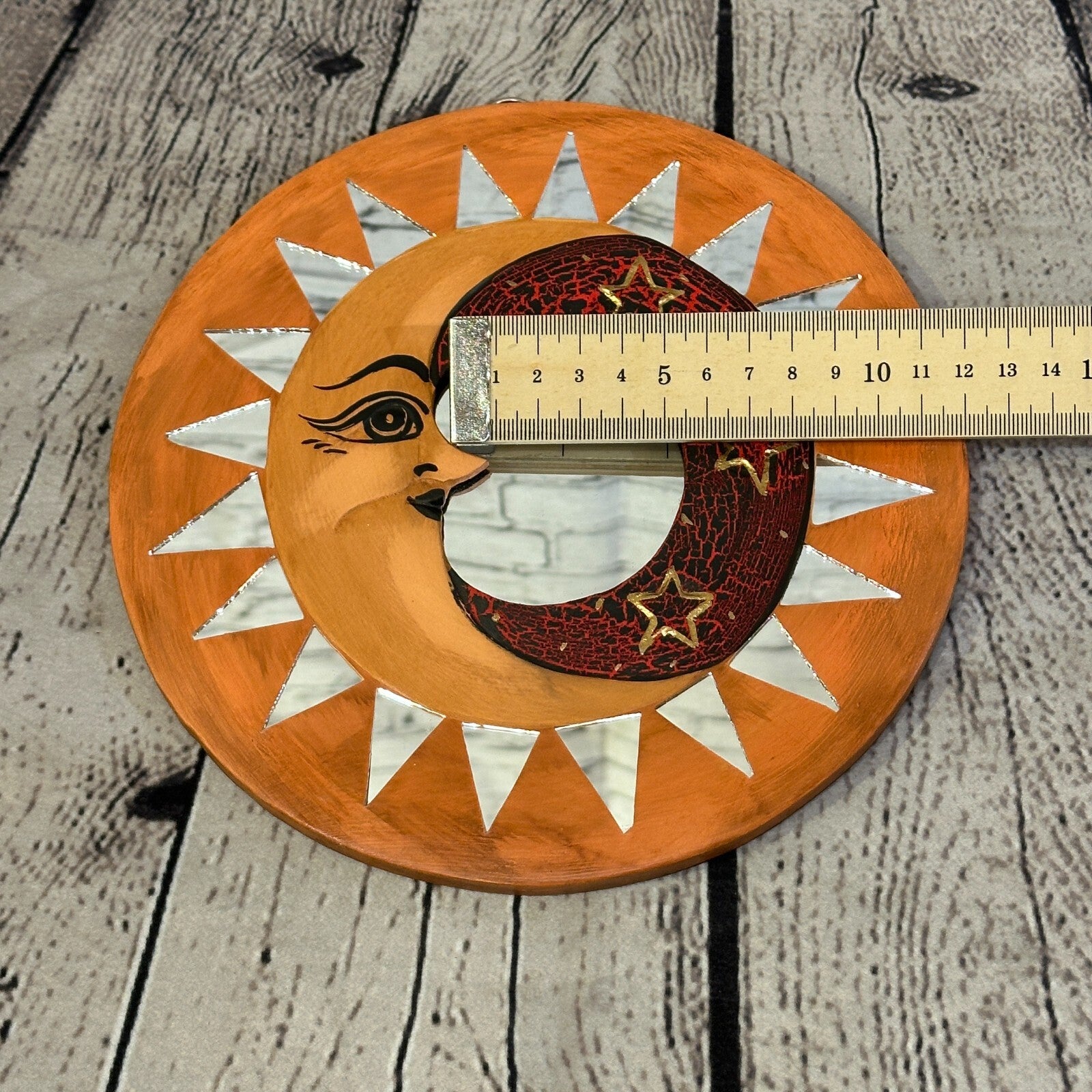 Red Full Moon Mosaic Tile Wall Mirror 20cm x 20cm 8 Inches Handmade Fairtrade5