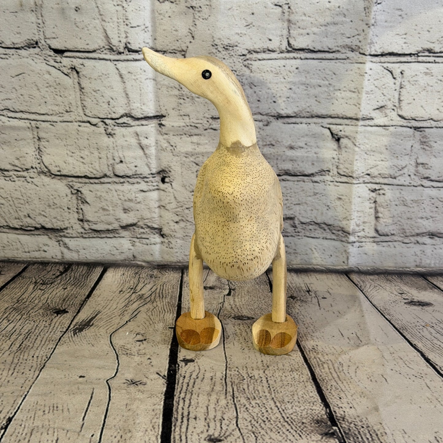 Looking Right 25cm Tall Wooden Smooth Duckling Baby Duck Bamboo Root Fairtrade1