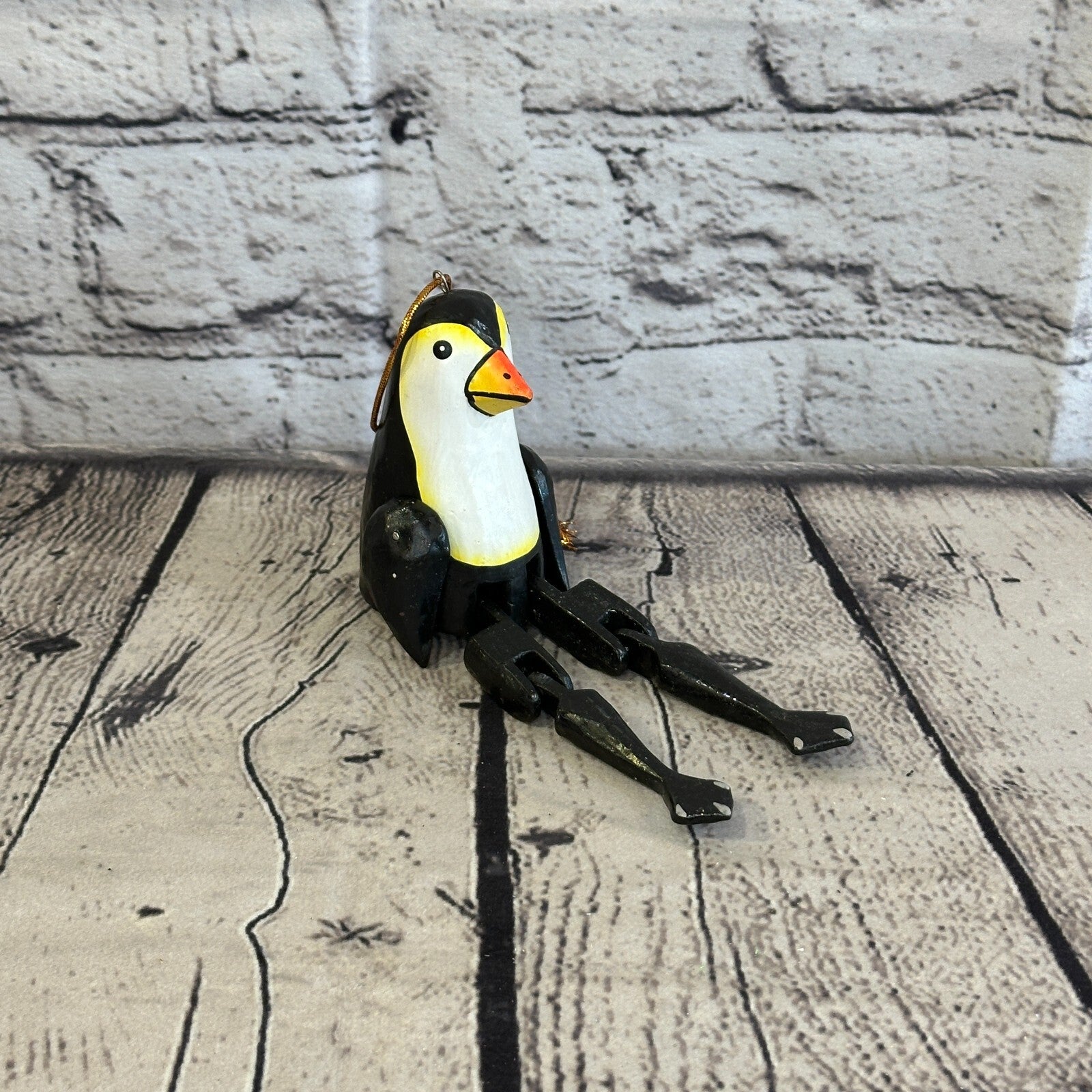 10cm Penguin Sitting Animal, Wooden Shelf Ornament Handmade and Fairtrade2