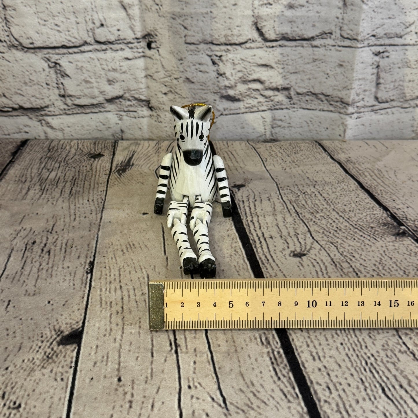 10cm White Black Zebra Sitting Animal, Wooden Shelf Ornament Handmade Fairtrade6