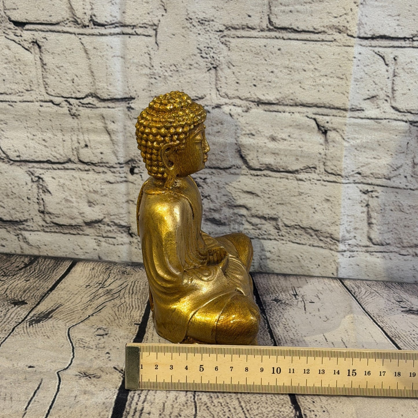 Bronze & Bronze 20cm x 15cm Large Thai Buddha Sitting Statue Resin Hindu7
