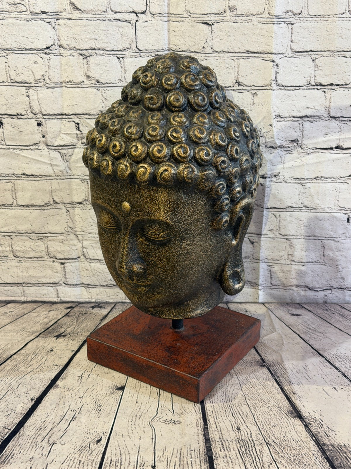 Bronze 55cm x 25cm Thai Buddha Head Peaceful On Base Statue Resin Hindu0