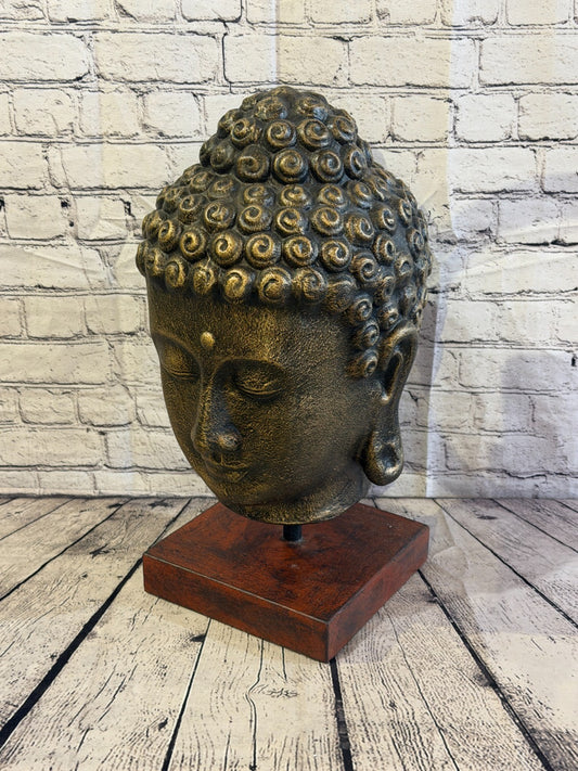 Bronze 55cm x 25cm Thai Buddha Head Peaceful On Base Statue Resin Hindu0