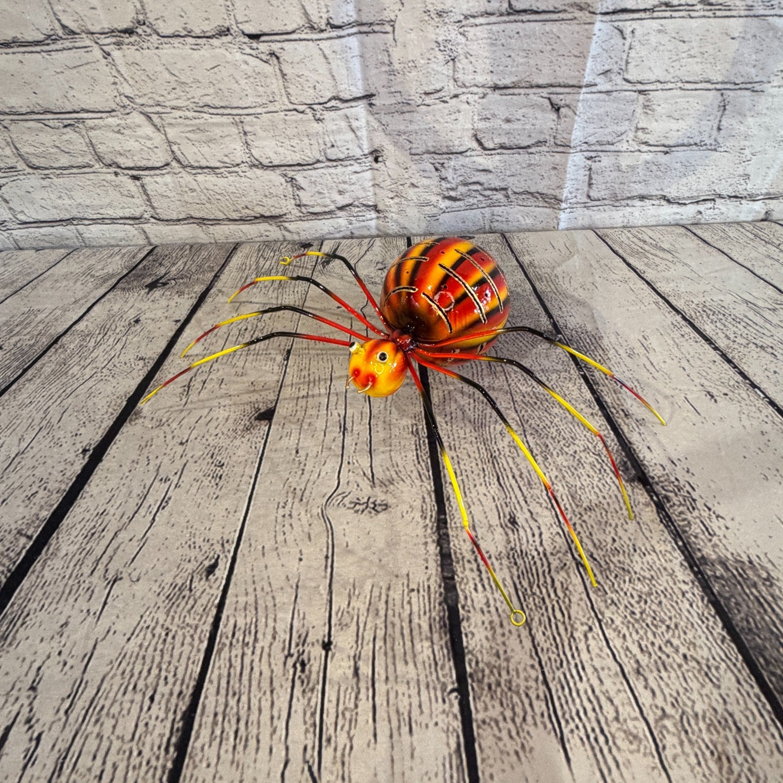 35cm x 20cm Small Colourful Orange Spider Metal Tin Standing Ornament Statue0