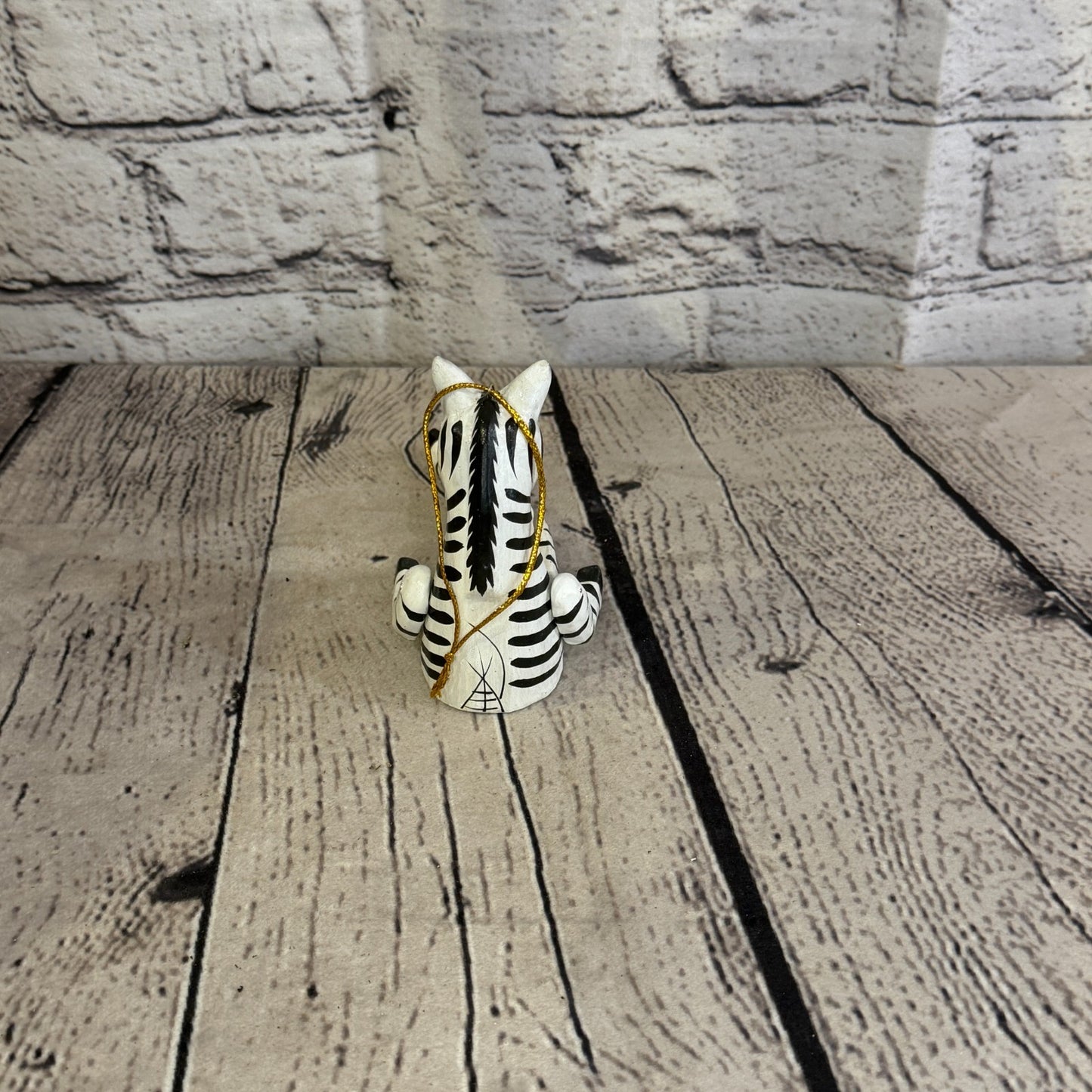 10cm White Black Zebra Sitting Animal, Wooden Shelf Ornament Handmade Fairtrade4