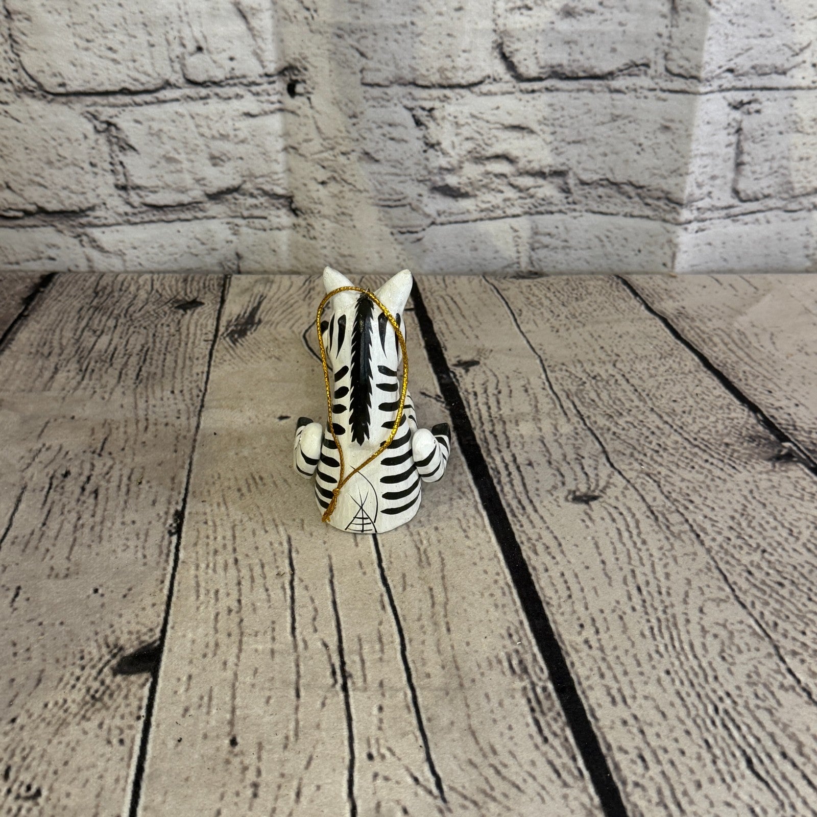 10cm White Black Zebra Sitting Animal, Wooden Shelf Ornament Handmade Fairtrade4