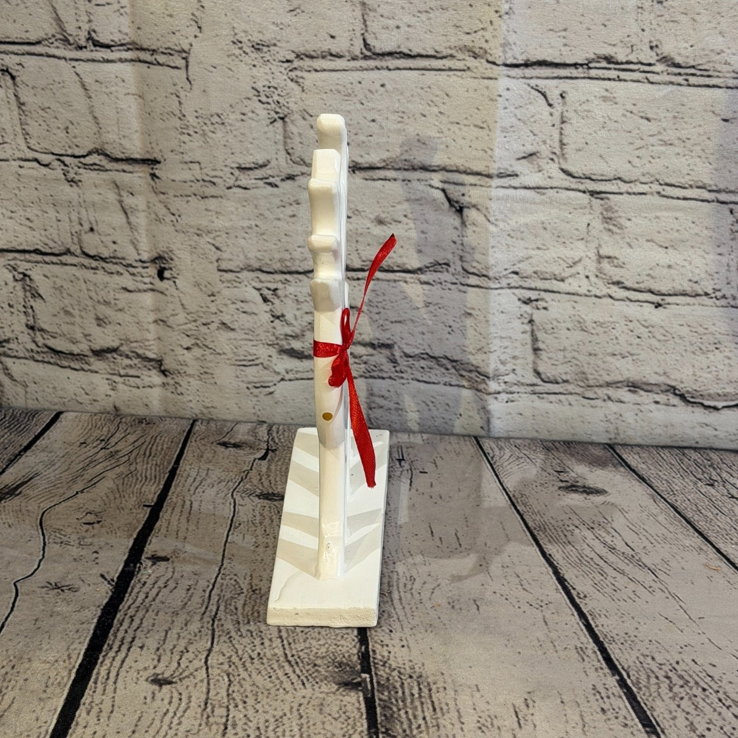 22cm x 14cm White Handcrafted Wood Reindeer Xmas Christmas Ornament Antlers3