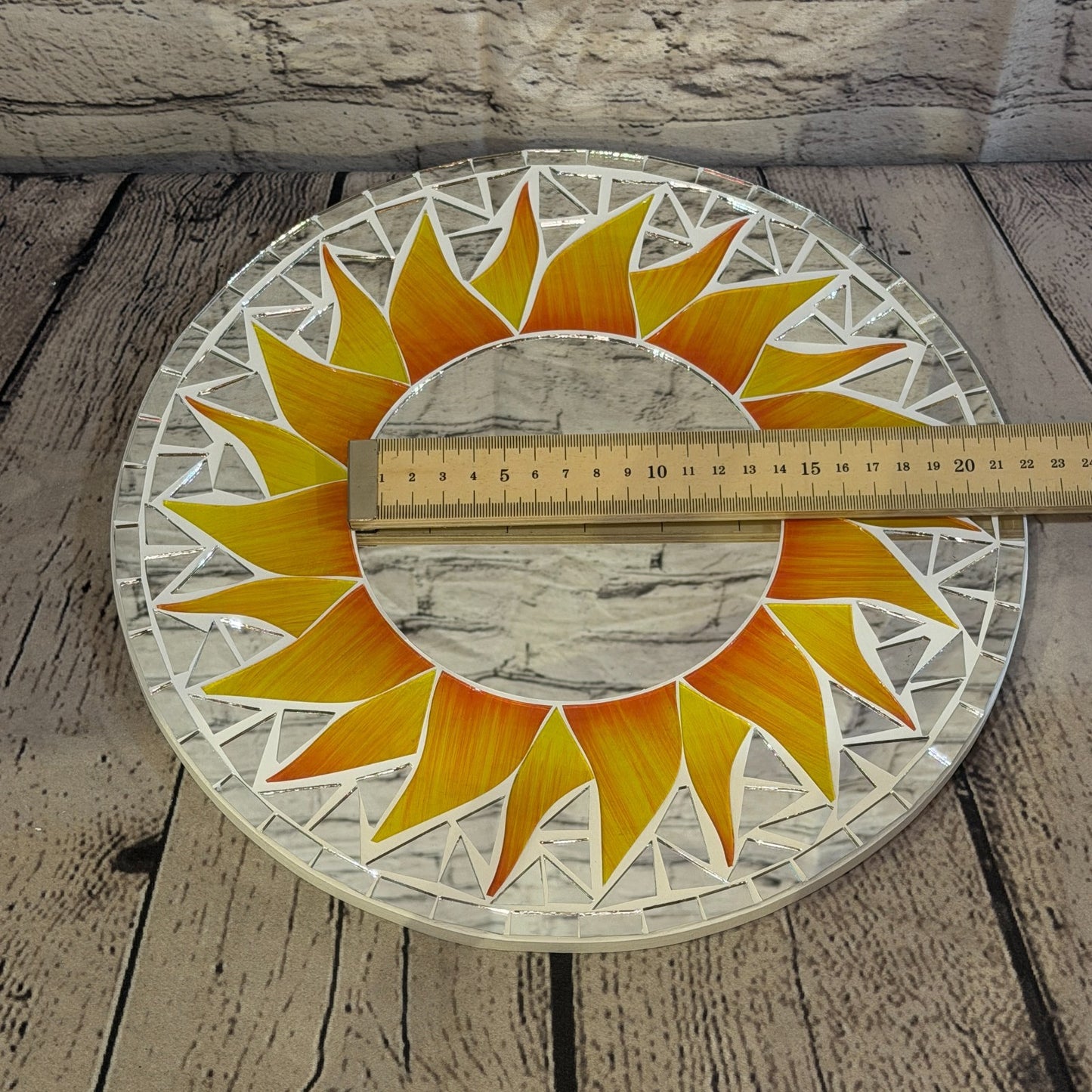 Orange Sun Flame Mosaic Tile Wall Mirror 30cm x 30cm 12 Inches Handmade5