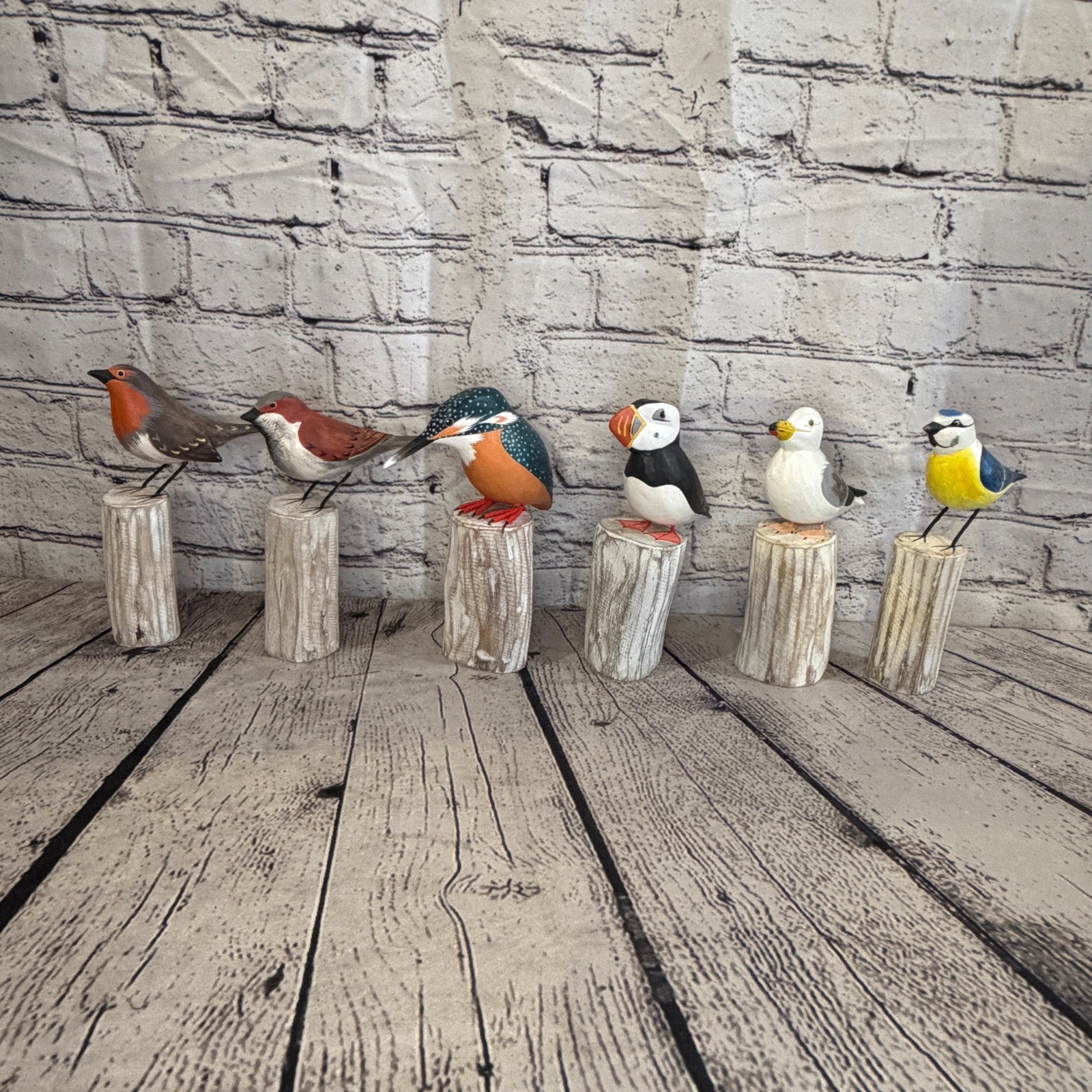 20cm Kingfisher Wooden Bird Ornament Seaside Coastal Nautical Handcrafted Decor9