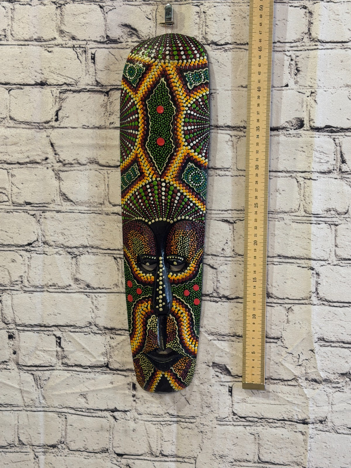 50cm Mask Carved Wooden Dot Painted Ethnic Tribal Tiki Wall Art No 6 New4