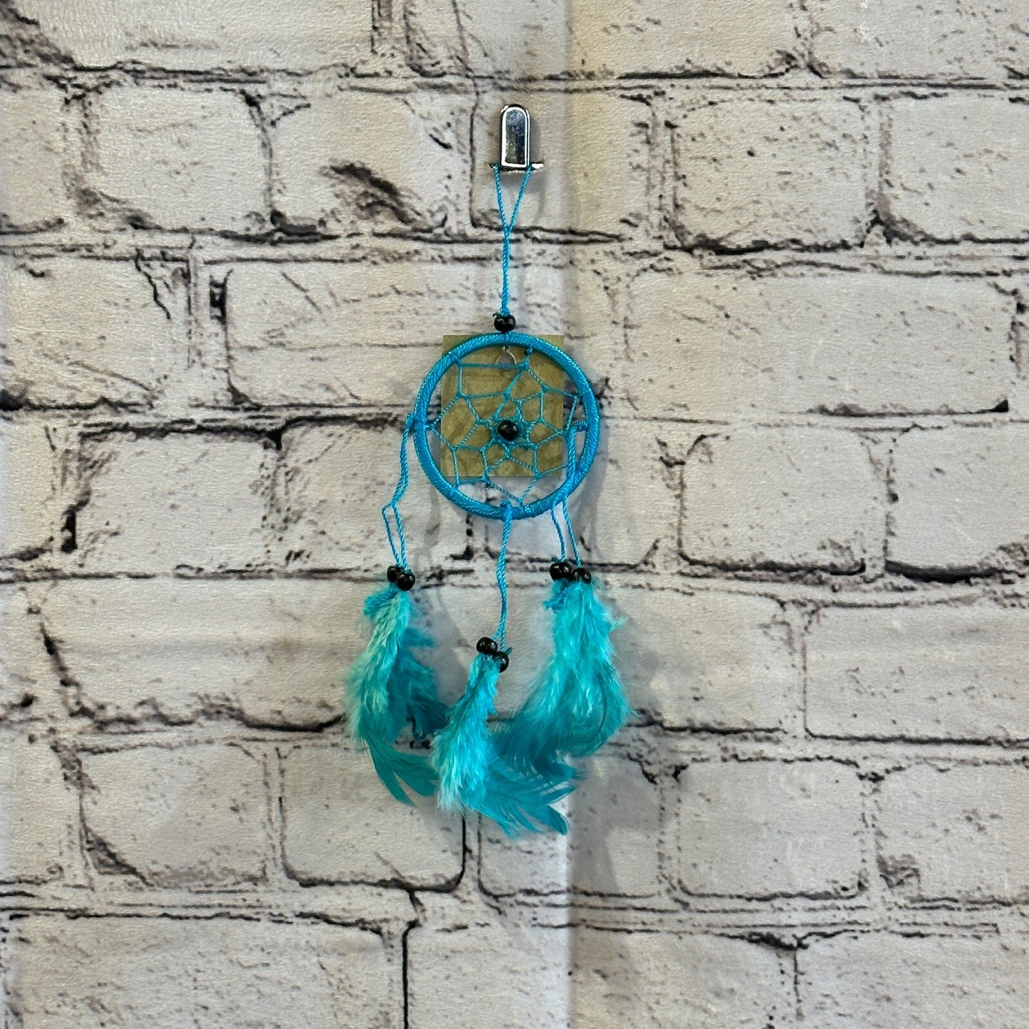 Light Blue Naturals Handmade Dream Catcher Feather Beads Ring For Home Car Décor0