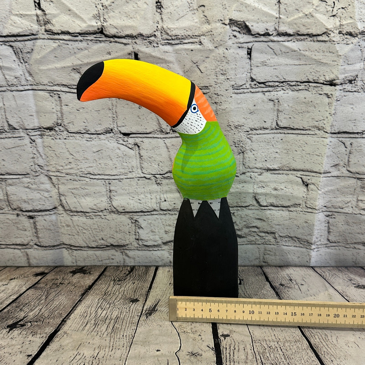 30cm Green Toucan Bird Ornament Statue Fair Trade Hand Made Carved Wood9