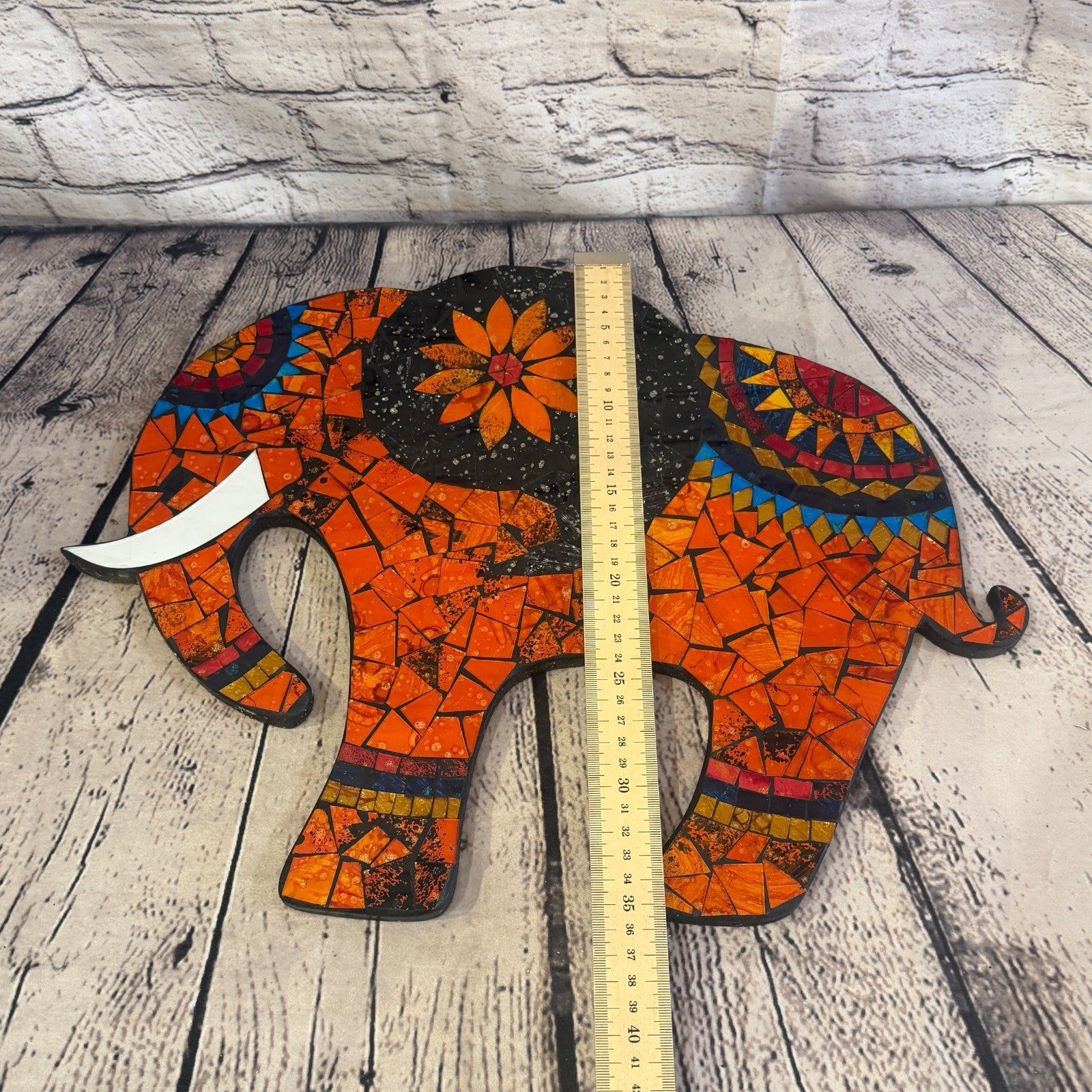 Orange Elephant Mosaic Tile Wall Mirror 40cm x 40cm 16 Inches Handmade5