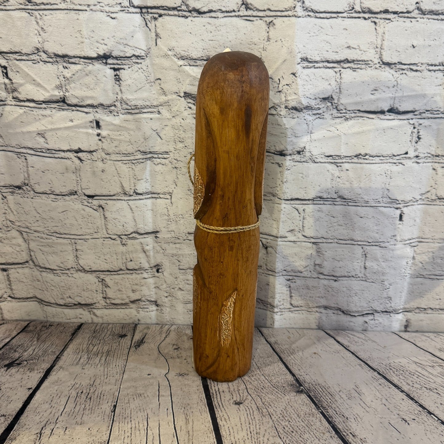 40cm Dark Brown Wooden Shabby Dog Statue Ornament Fair Trade Handcarved4