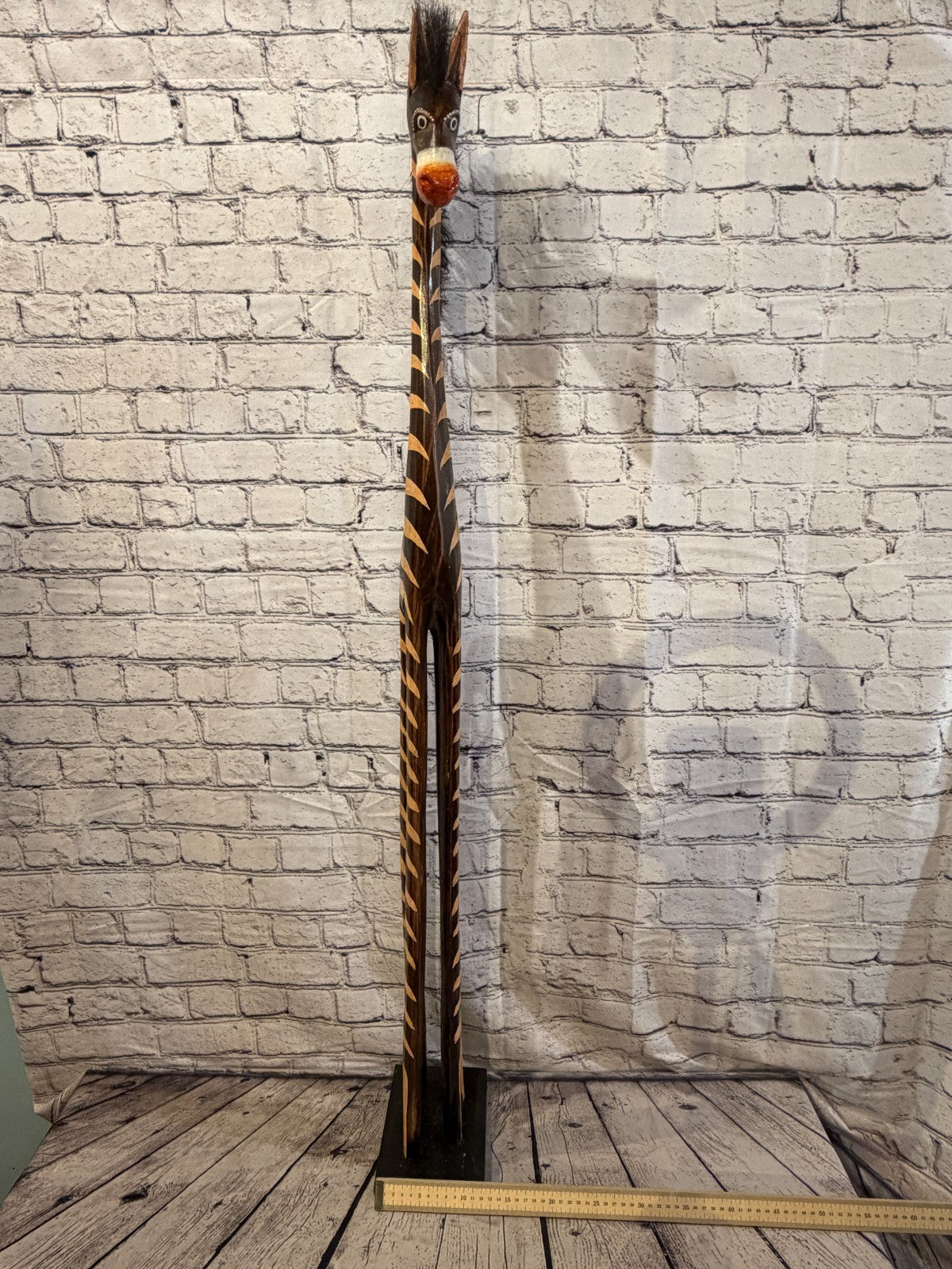 120cm Painted Wooden Horse Standing Single Carved Solid Wood Zebra Handmade7