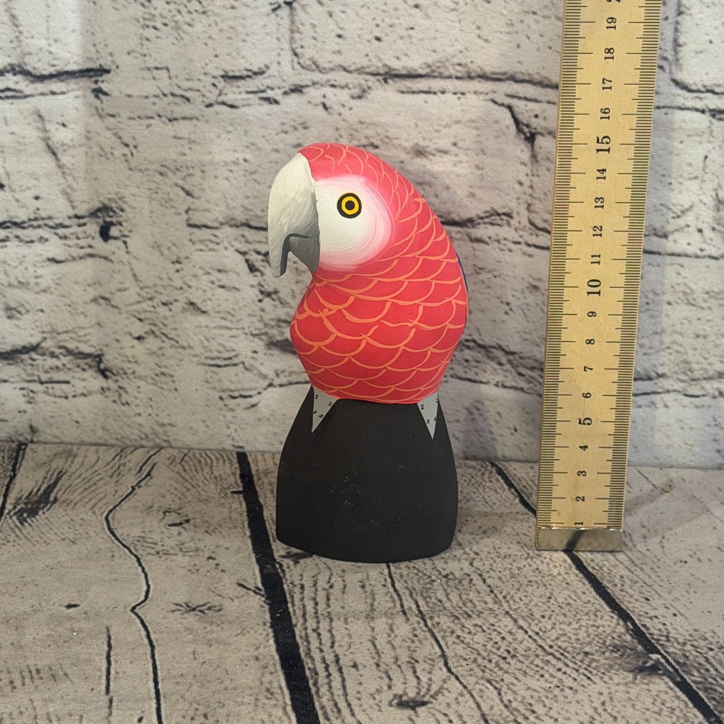 15cm Bright Red Parrot Bird Ornament Statue Fair Trade Hand Made Carved Wood5