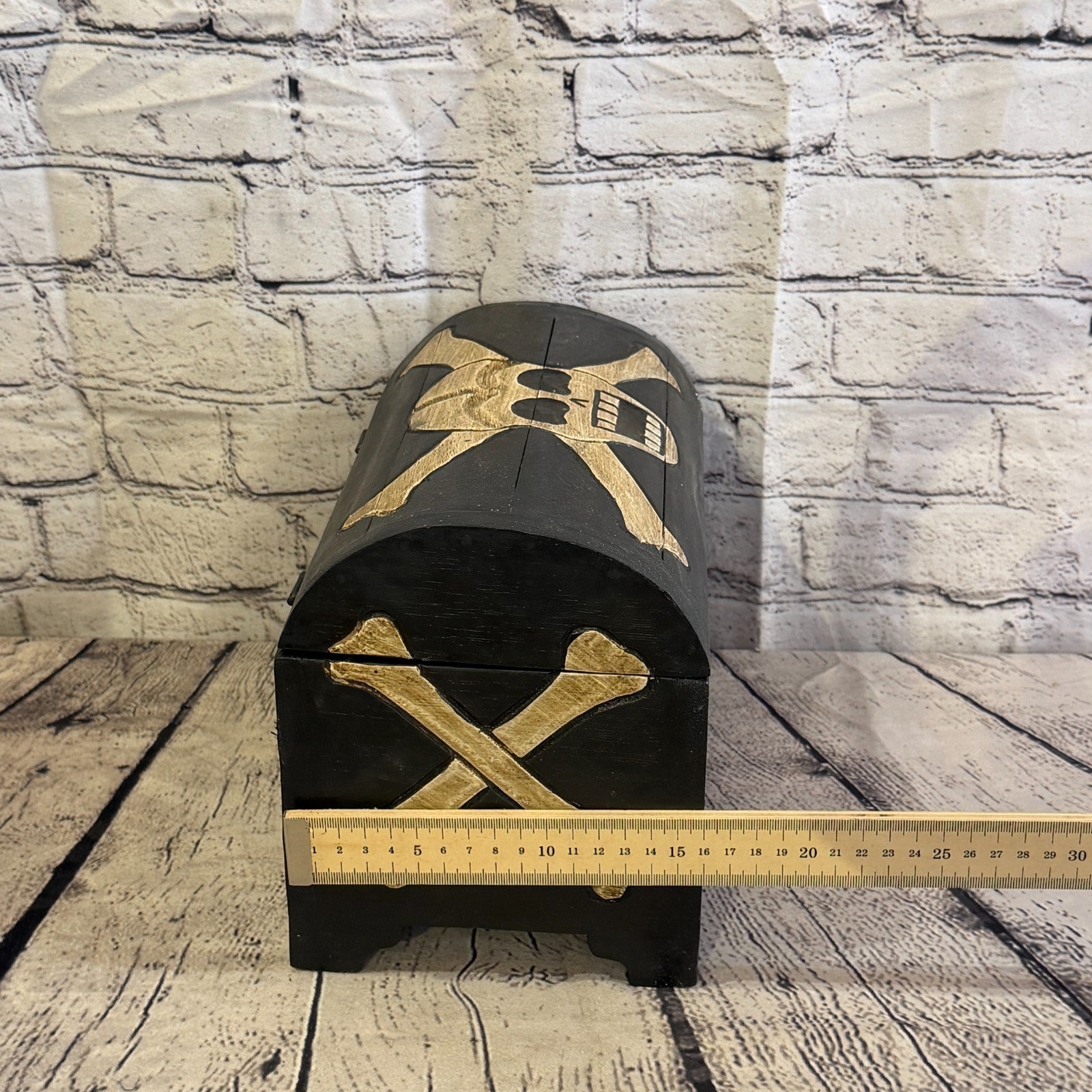 28cm x 22cm x 16cm Wood Gothic Pirate Chest Skull Coffin Jewellery Trinket Box7