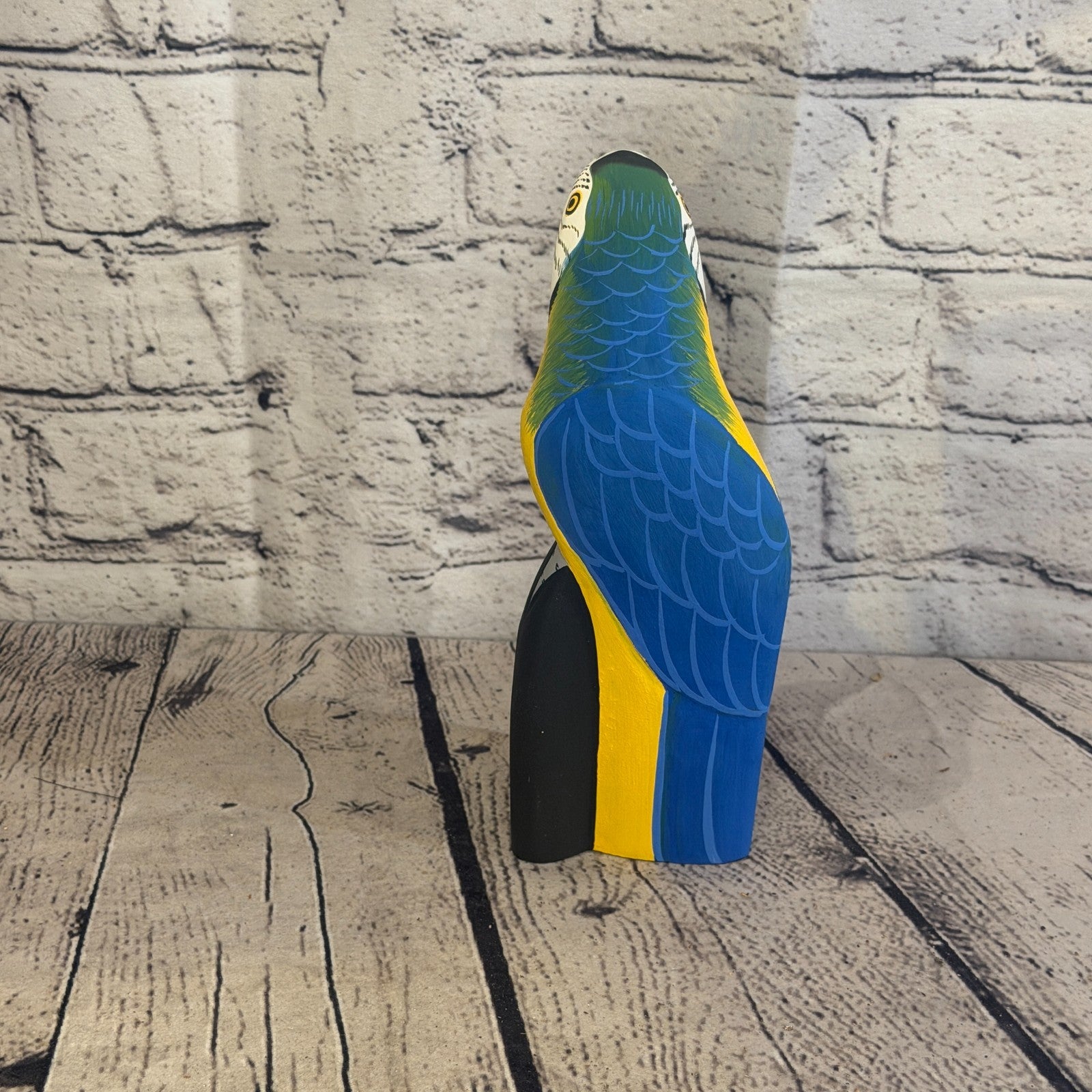 20cm Bright Blue Parrot Bird Ornament Statue Fair Trade Hand Made Carved Wood4