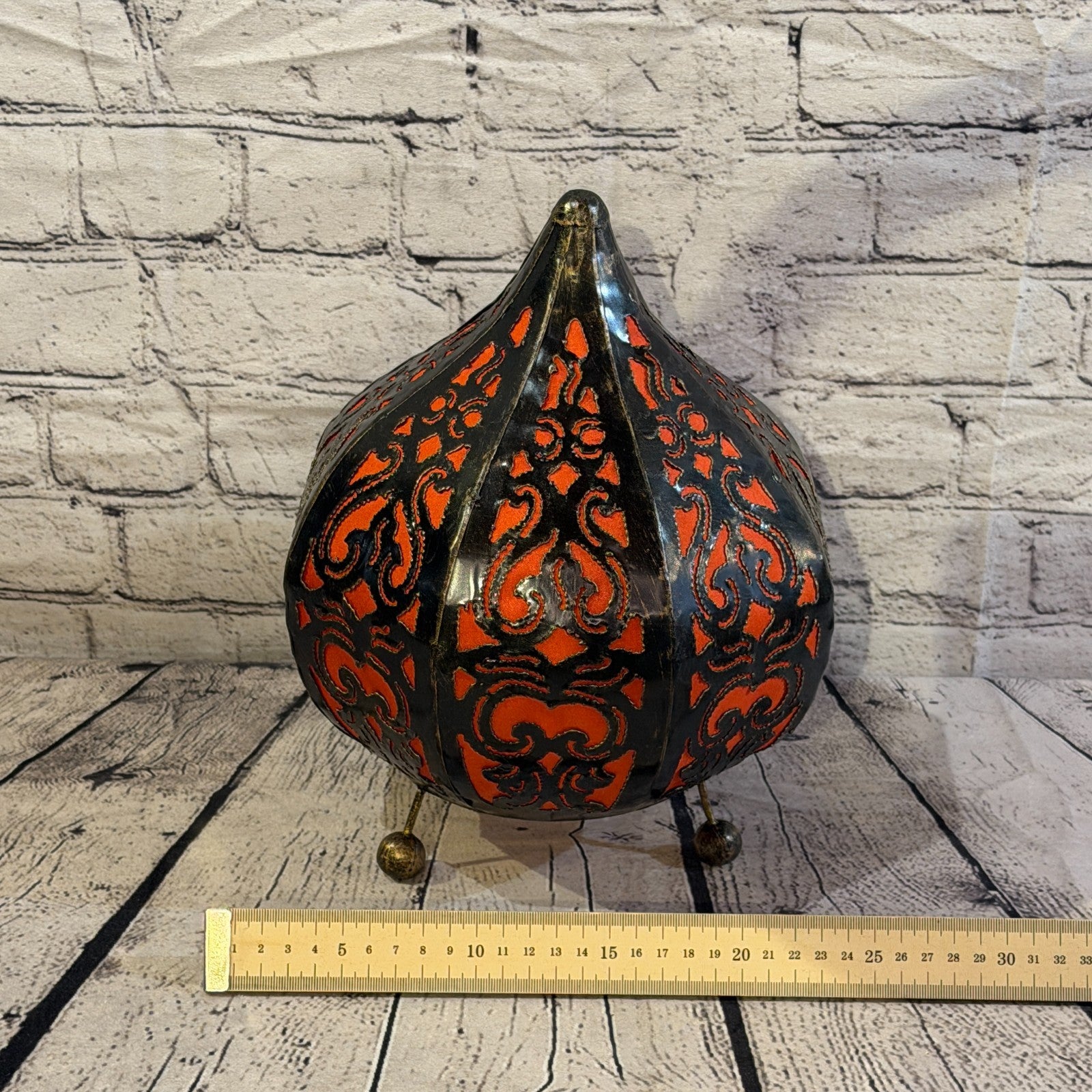 30cm x 20cm Metal Fabric Orange Moroccan Style Tall Lamp Twist LED UK Mains Plug3