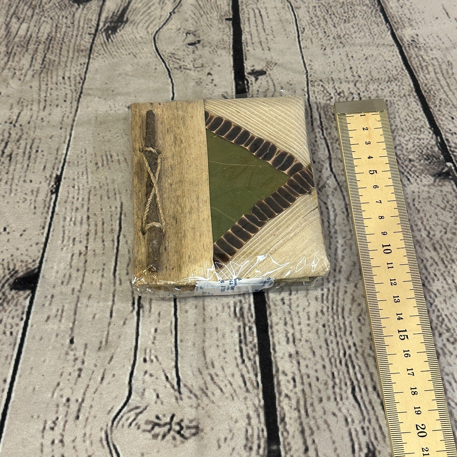 Natural Leaf Note Book 12cm x 10cm With Paper Made From Bamboo Pulp Design 81