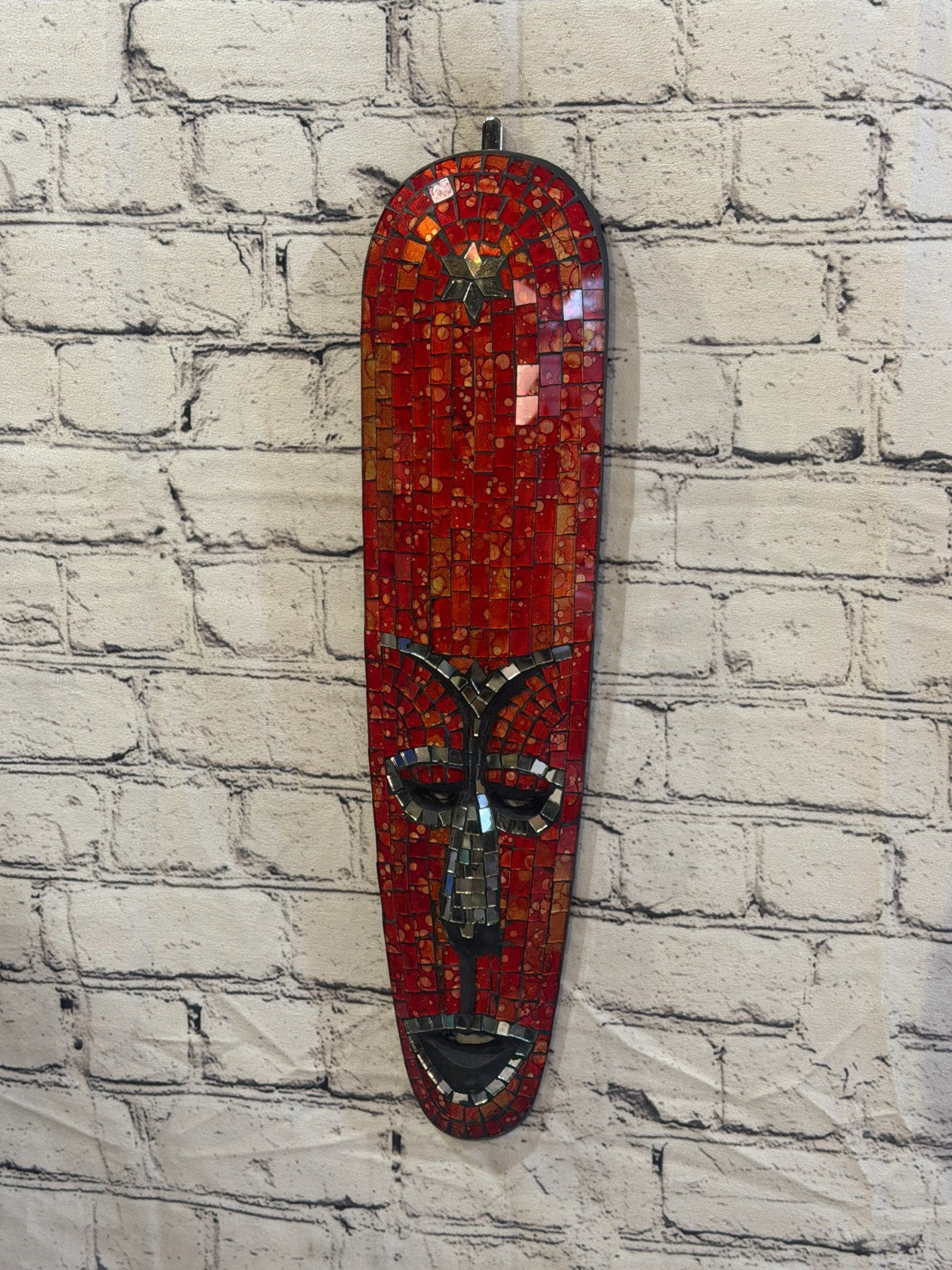 50cm Mask Red Mosaic Wall Hanging Wooden Ornaments Wood Carving2