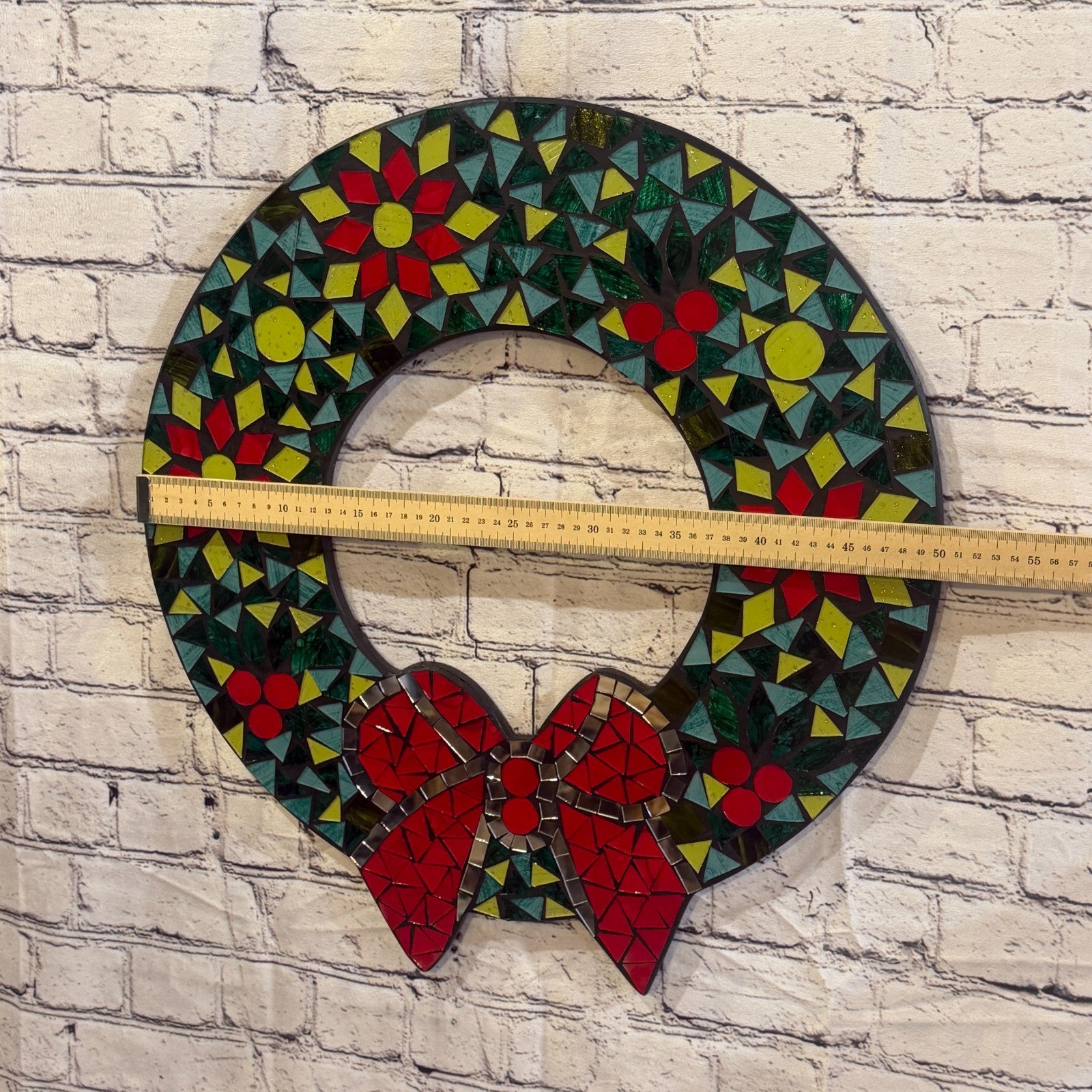 Holly Wreath Christmas Mosaic Tile Wall Mirror 55cm x 50cm 20Inches Handmade New3