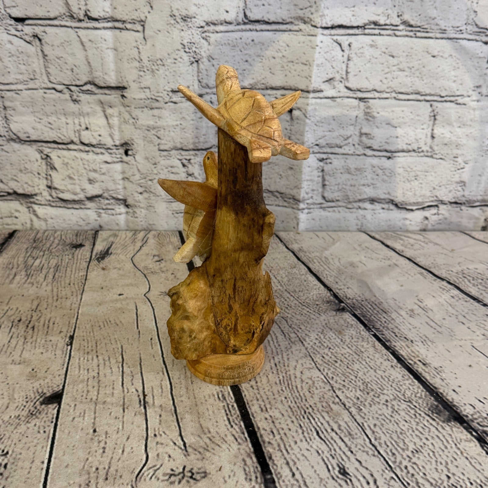 20cm Double Turtle Mushroom Parasite Ornament Natural Carving Fairtrade Wooden2