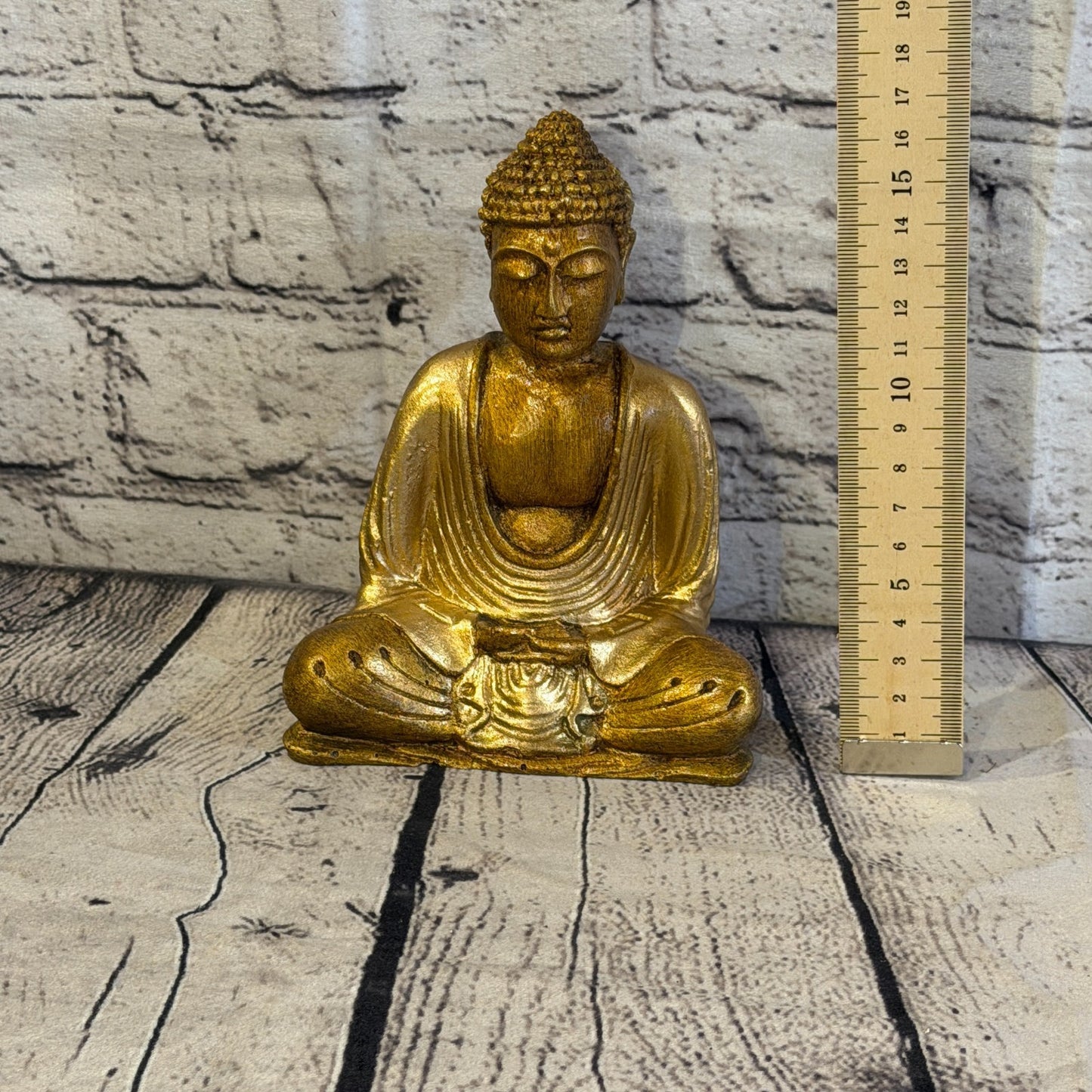 Bronze & Bronze 15cm x 12cm Small Thai Buddha Sitting Statue Resin Hindu5