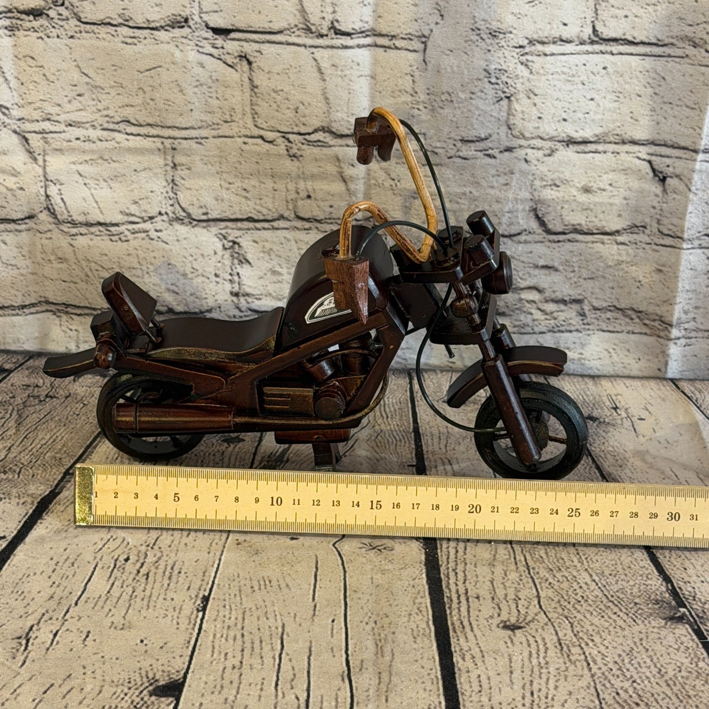 25cm Medium Dark Wood Motorbike Motorcycle Model Wooden Ornament Decorative Bike6