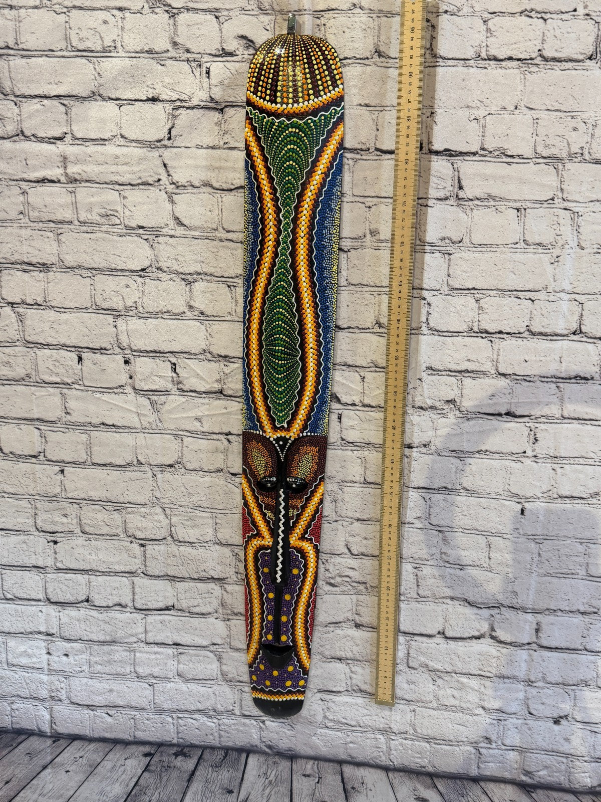 100cm Mask Carved Wooden Dot Painted Ethnic Tribal Tiki Wall Art No 3 New4