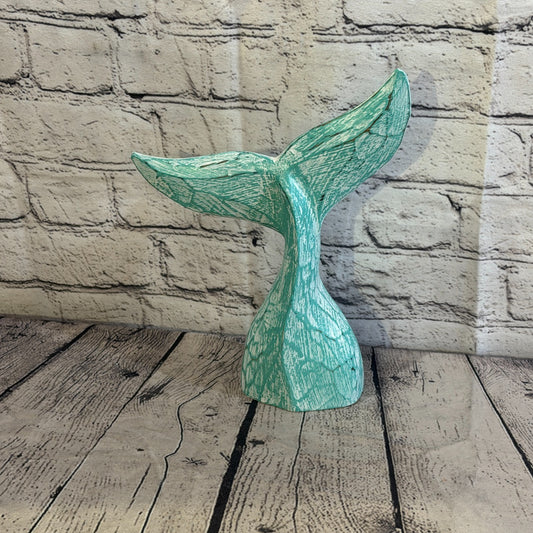 25cm x 25cm Whale Tail Green Fish Wood Coastal Ocean Bathroom Decoration0
