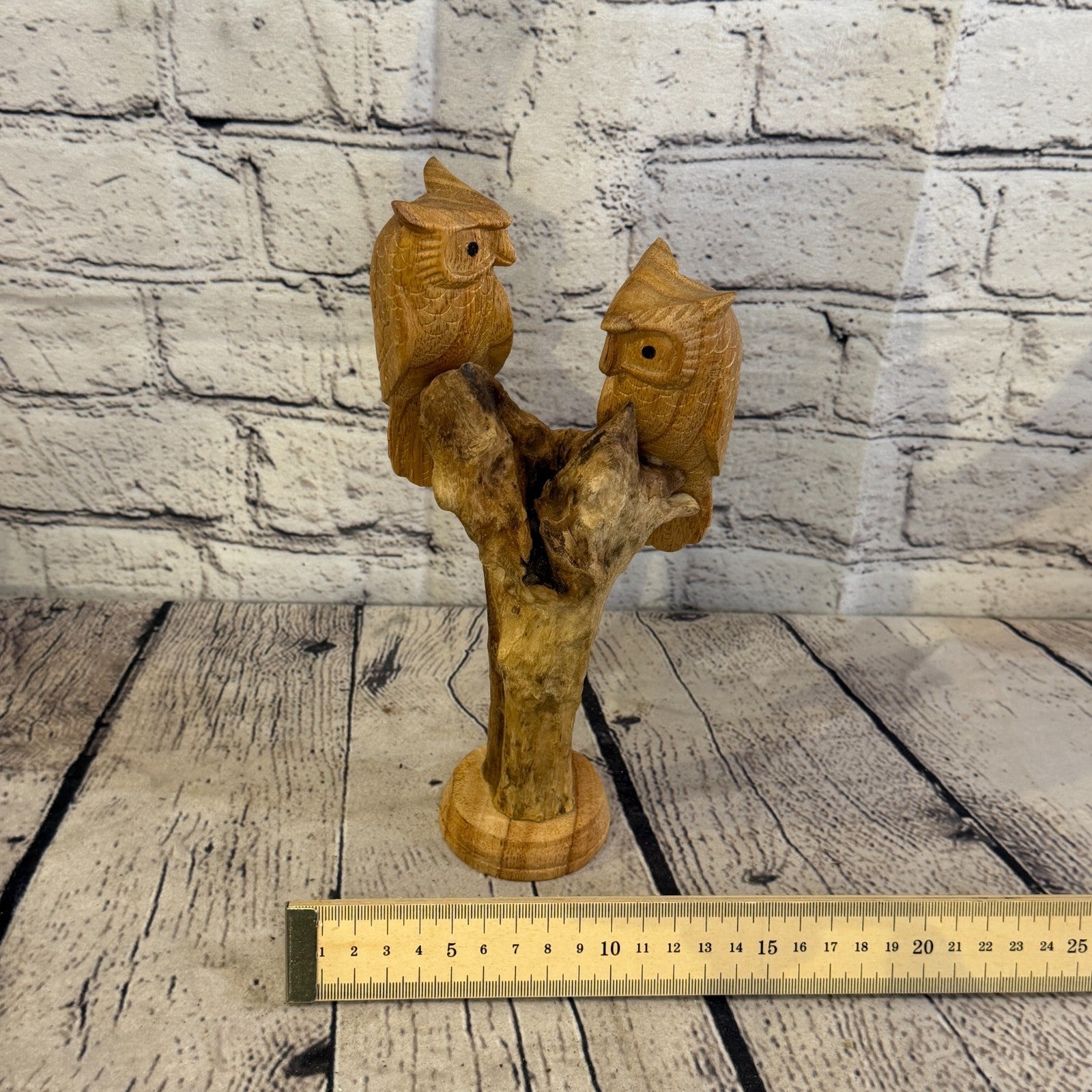 25cm Double Owl Mushroom Parasite Ornament Natural Carving Fair trade Wooden7