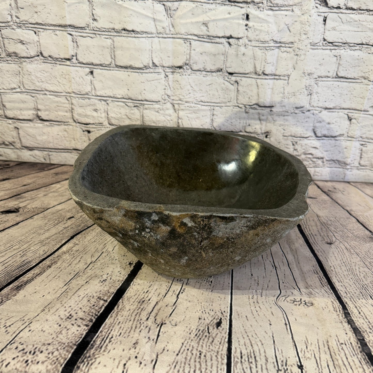 31cm x 29cm Wash Basin Bathroom Counter Top Washing River Stone Bowl Sink No 310