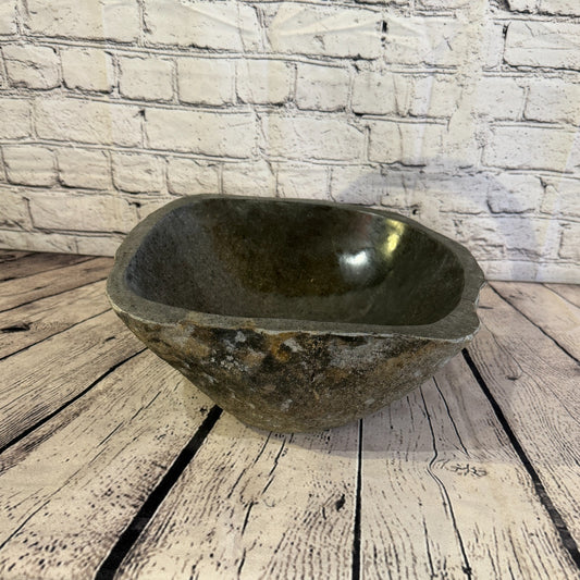 31cm x 29cm Wash Basin Bathroom Counter Top Washing River Stone Bowl Sink No 310