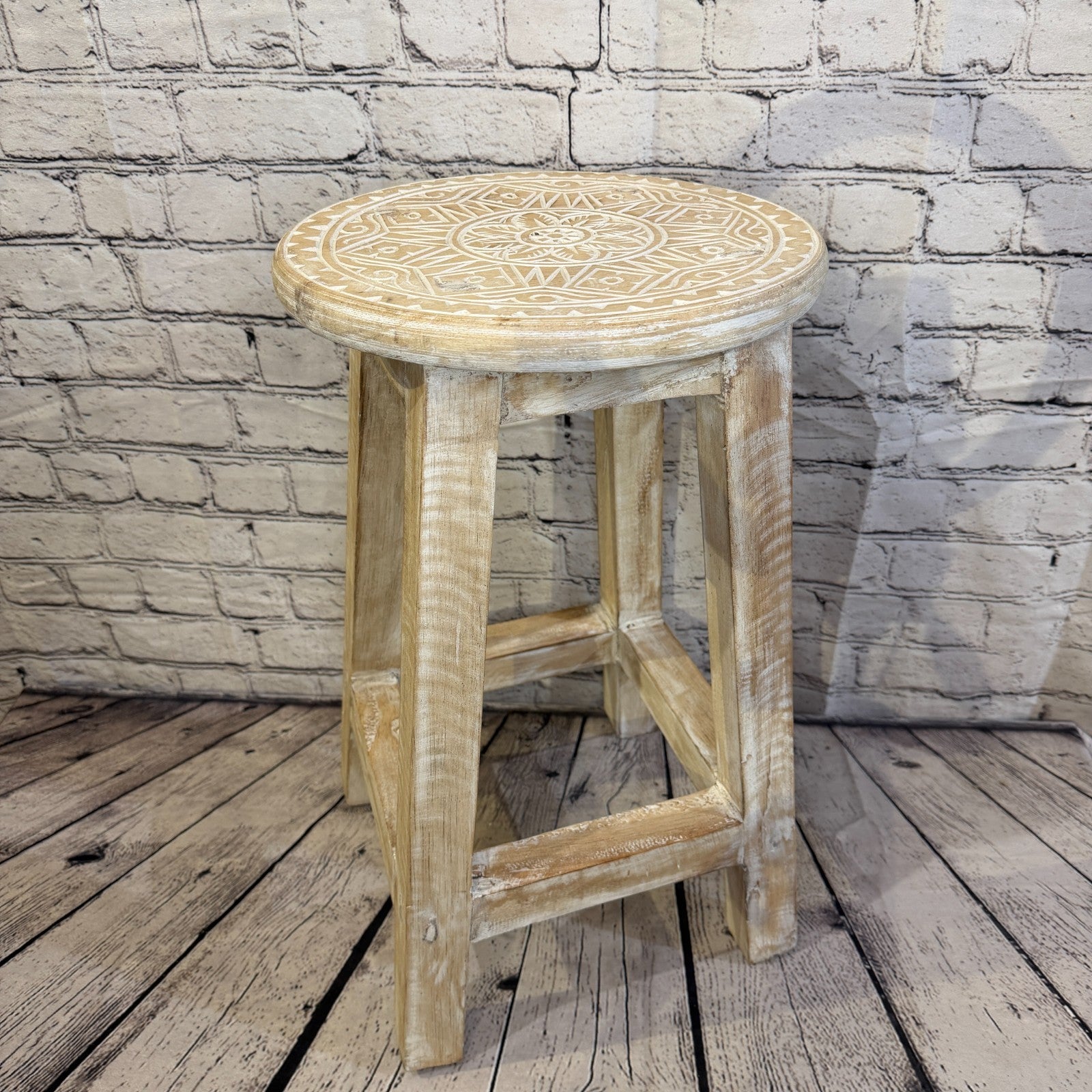 50cm x 30cm White Stool Table Wooden Side Cabinet Living Hallway Furniture2