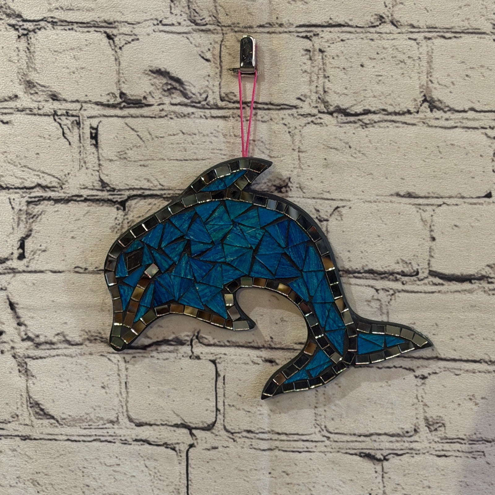 Blue Dolphin Fish Mosaic Tile Wall Mirror 20cm x 20cm Handmade New2