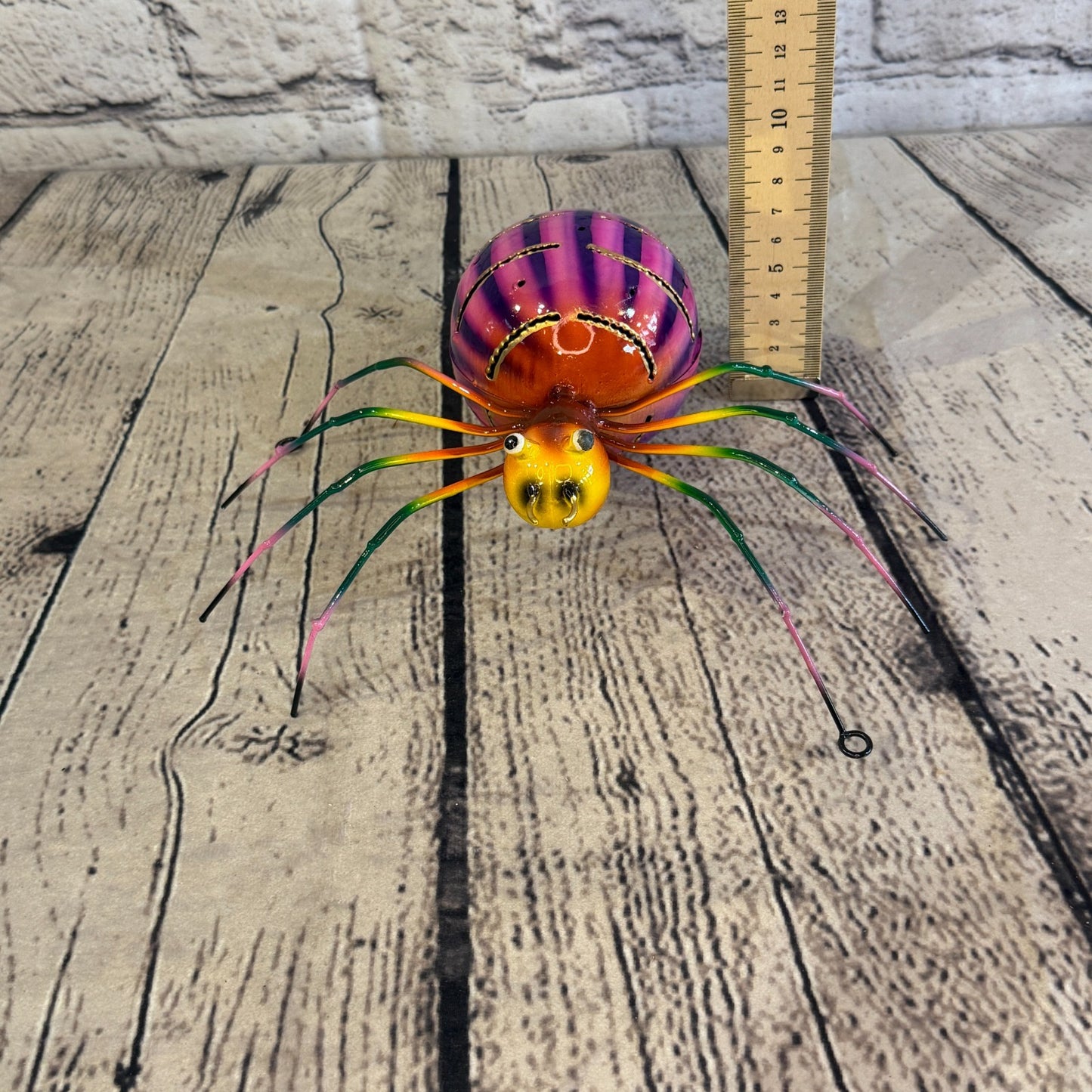 20cm x 15cm Small Colourful Purple Spider Metal Tin Standing Ornament Statue5