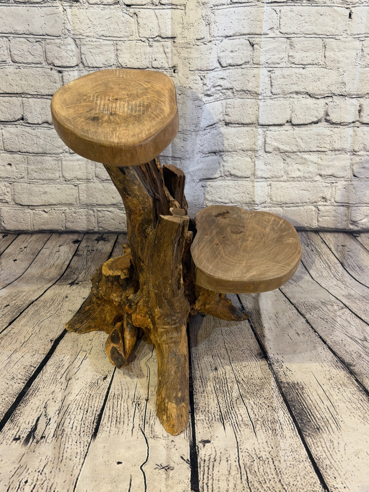 50cm x 40cm Double Wooden Coffee Root Sculpture Garden Teak Root Ornament Carved0